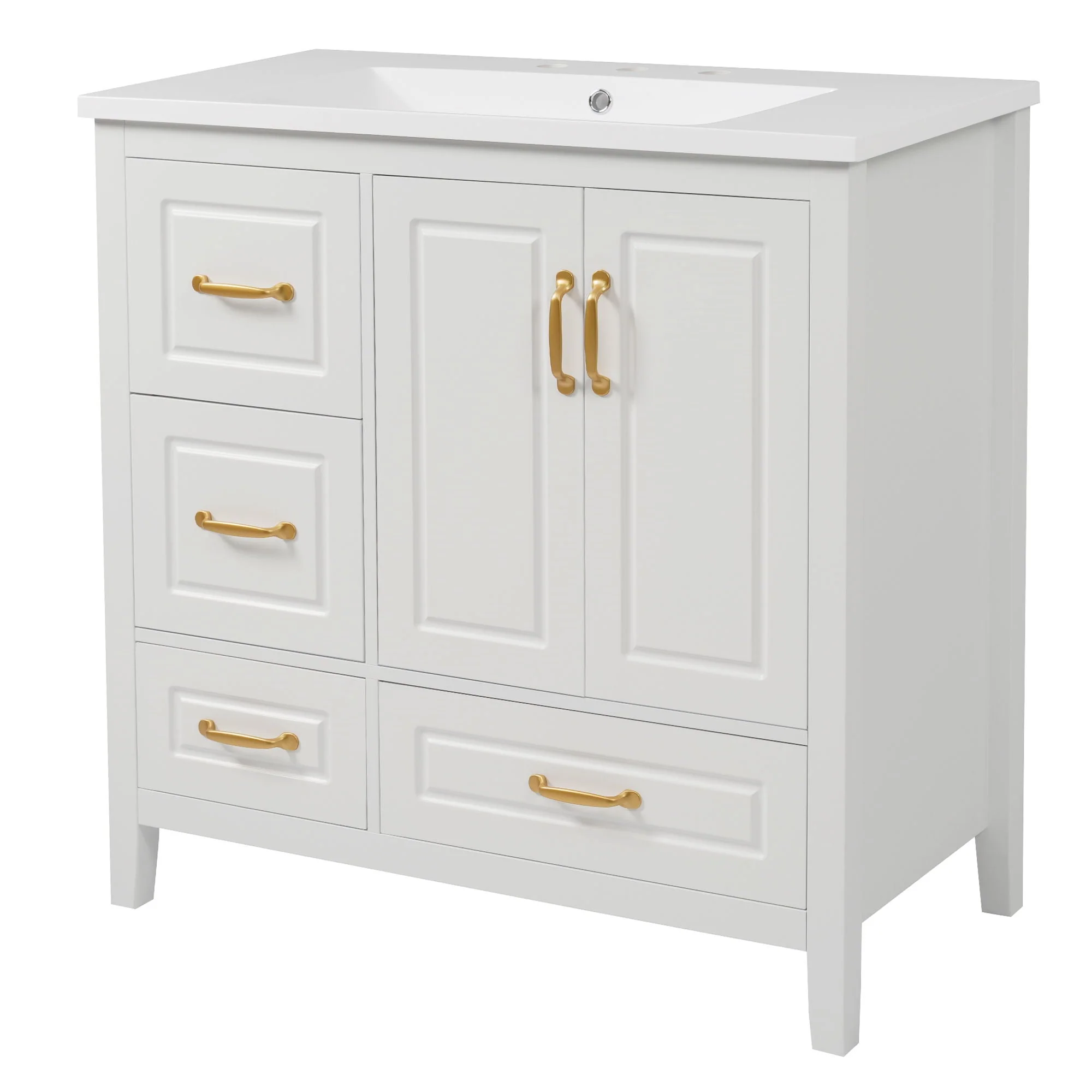 Bathroom Vanity With Sink, Soft Closing Doors & Drawers, Metal Handles - Image 2