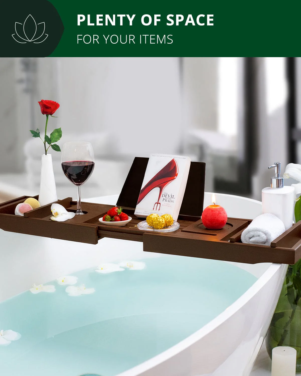 Bathtub Caddy Tray, Brown - Image 5