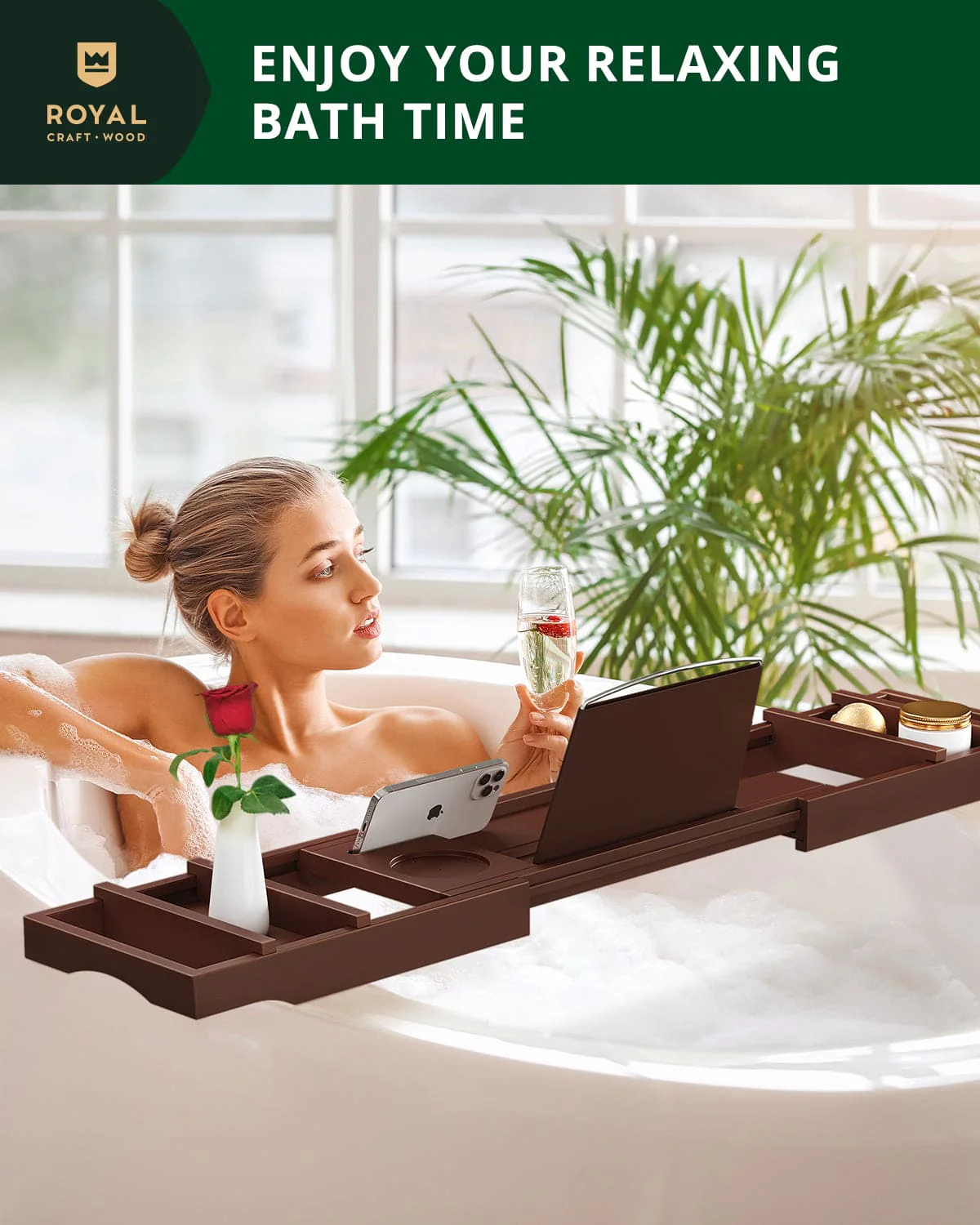 Bathtub Caddy Tray, Brown - Image 8