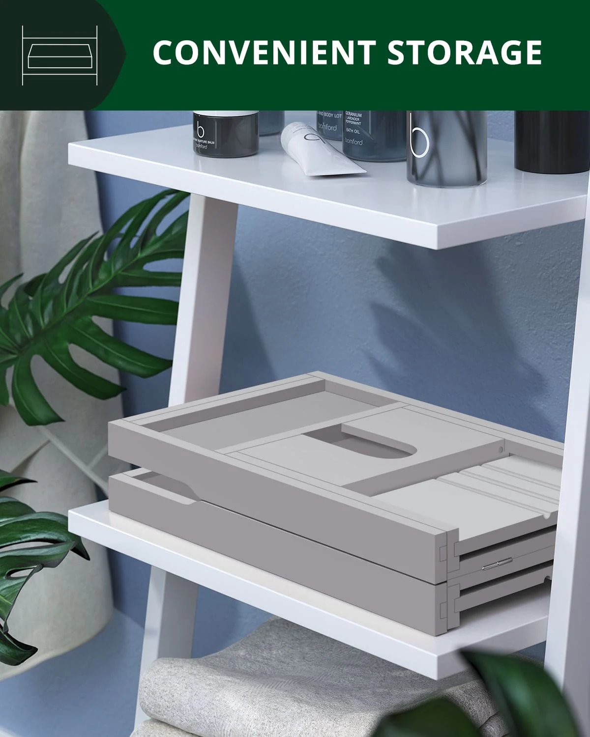 Bathtub Caddy Tray, Gray - Image 2