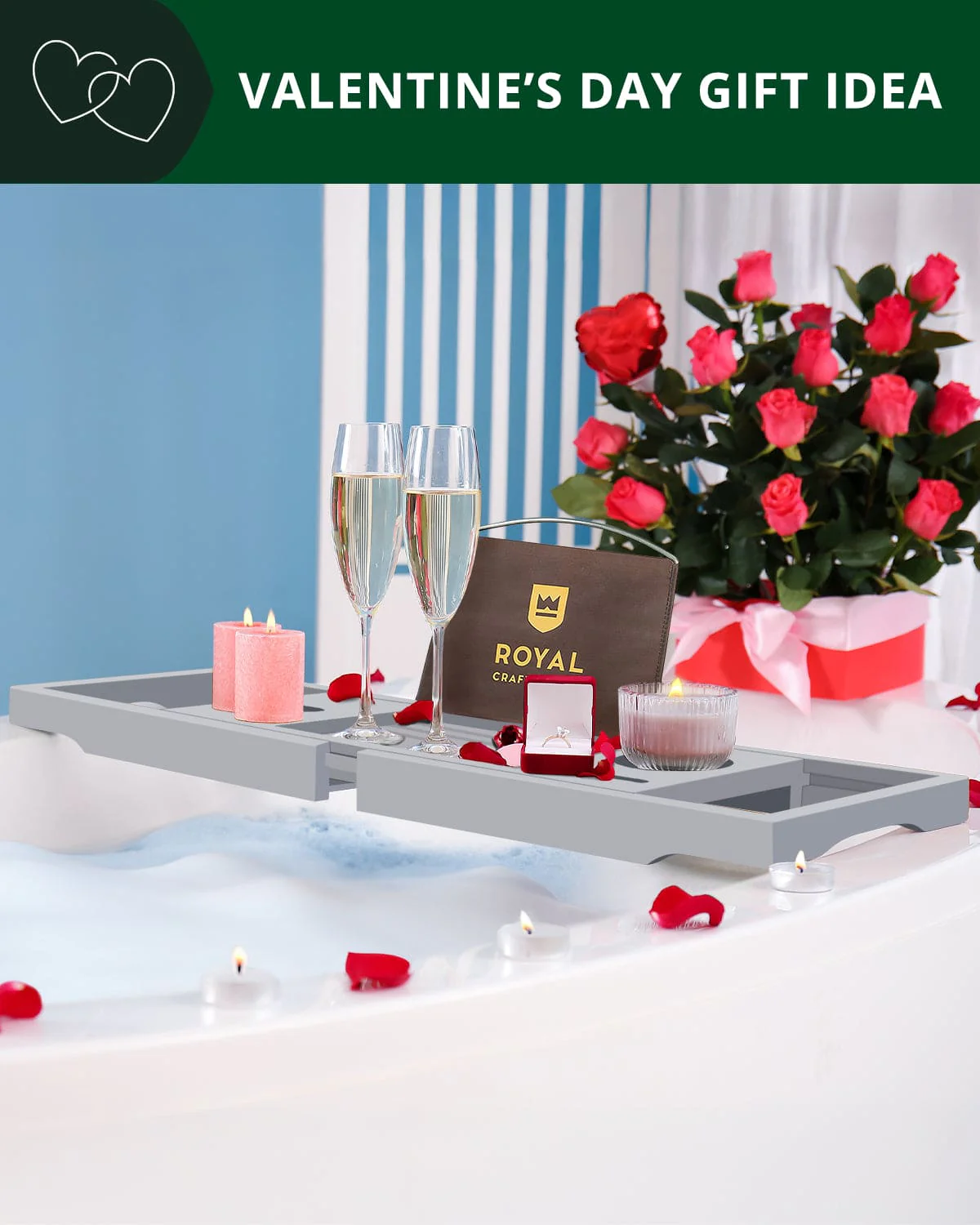 Bathtub Caddy Tray, Gray - Image 8