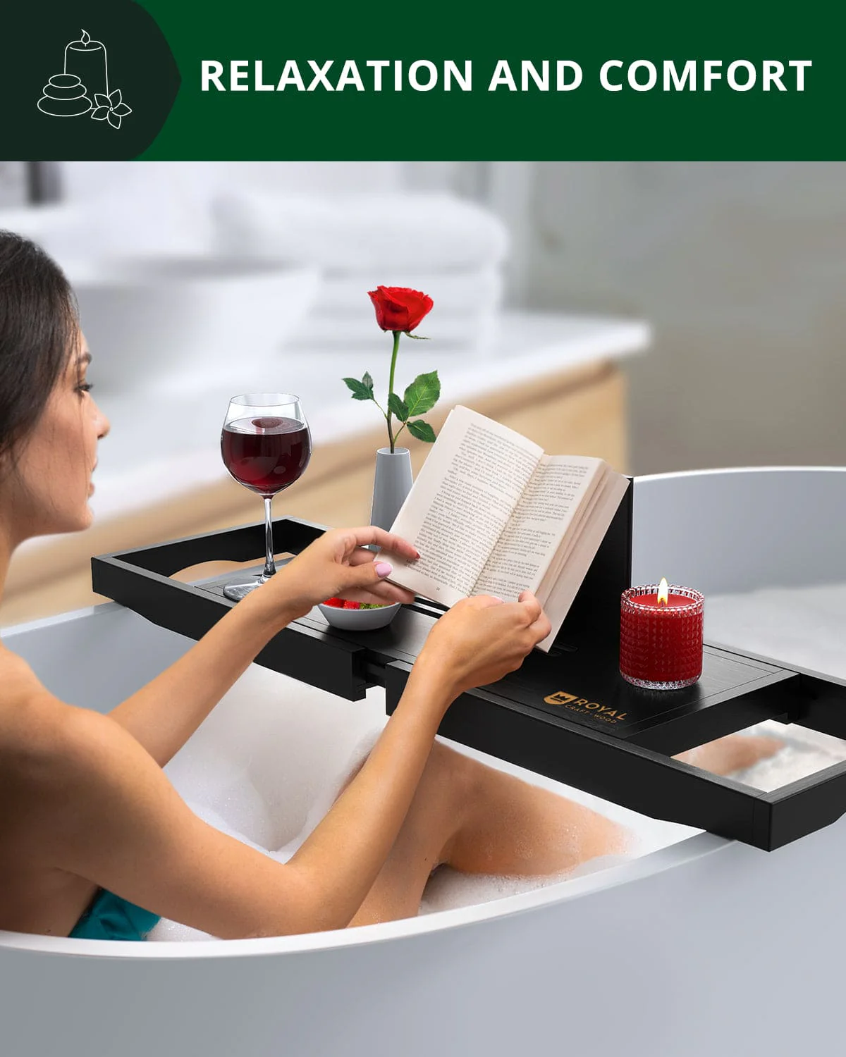Bathtub Caddy Tray Lite, Black - Image 5