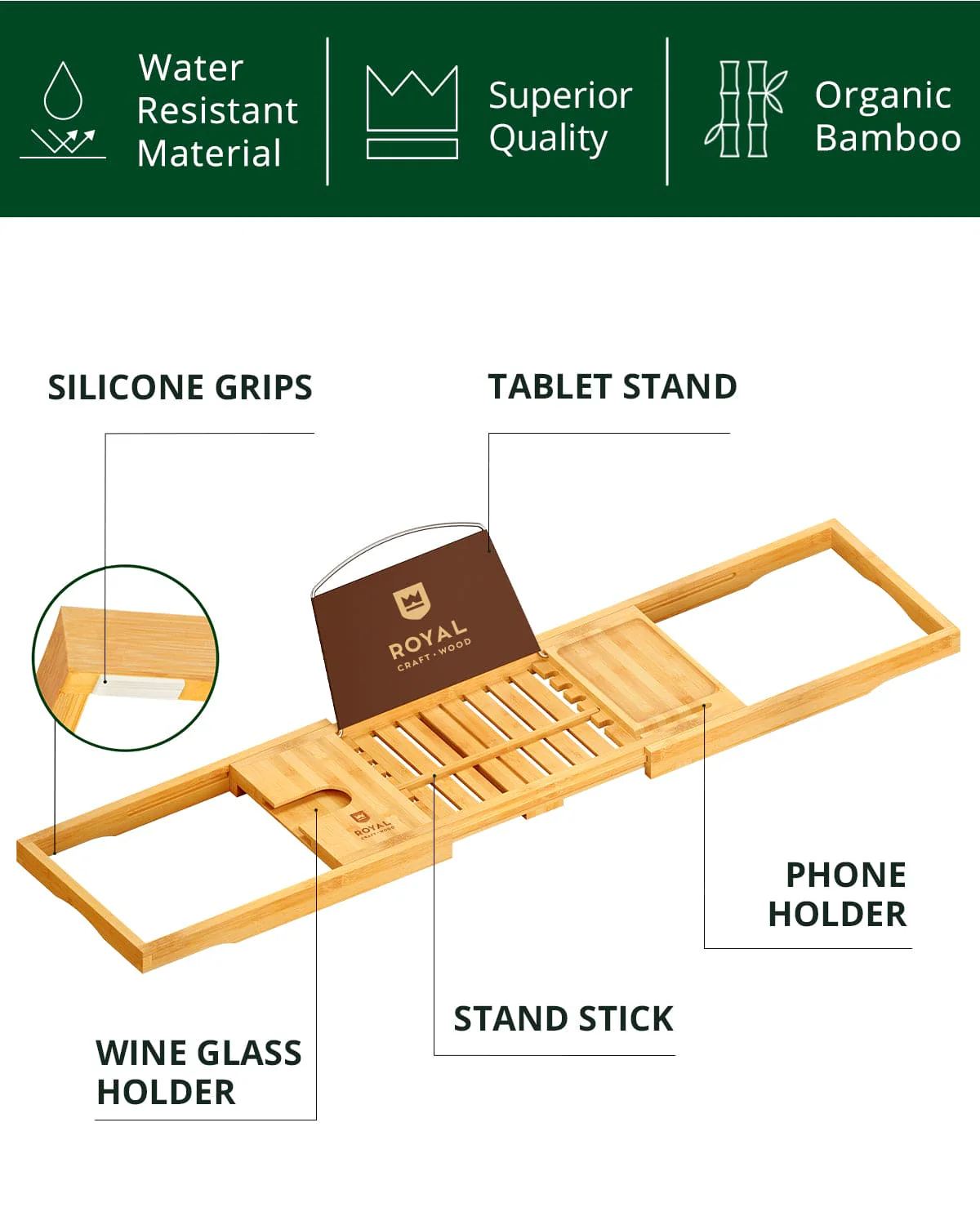 Bathtub Caddy Tray Lite, Natural - Image 4