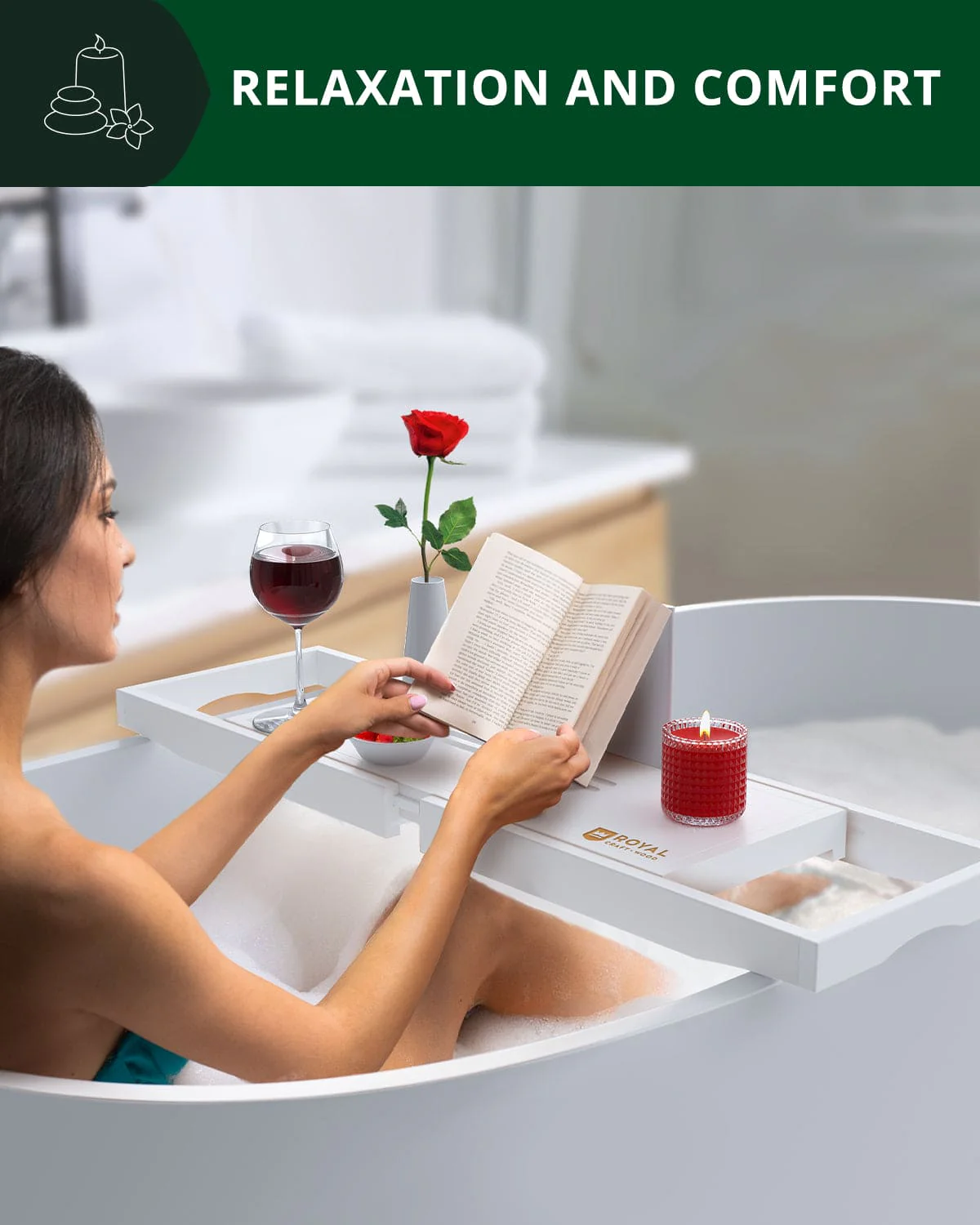 Bathtub Caddy Tray Lite, White - Image 4