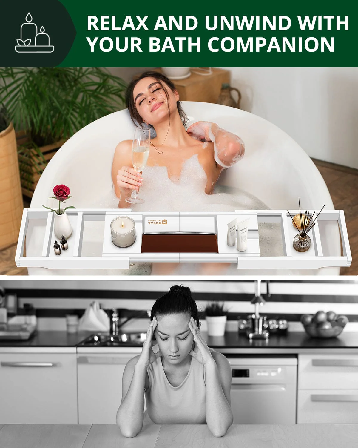 Bathtub Caddy Tray, White - Image 4