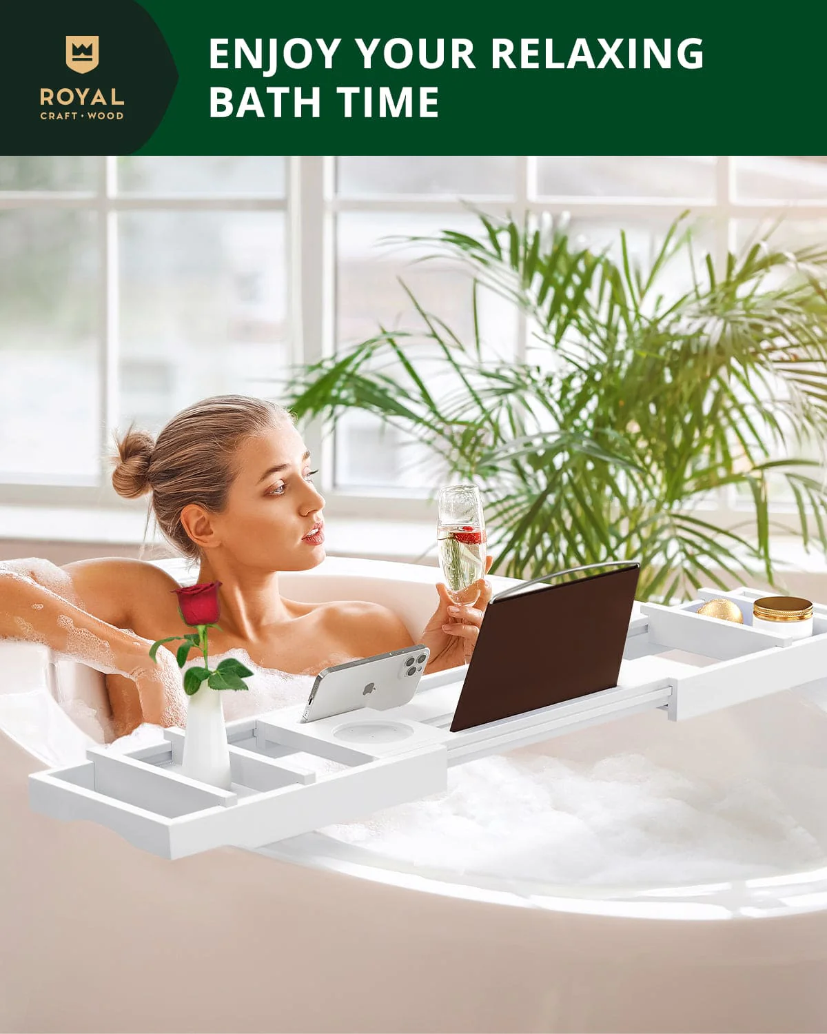 Bathtub Caddy Tray, White - Image 7