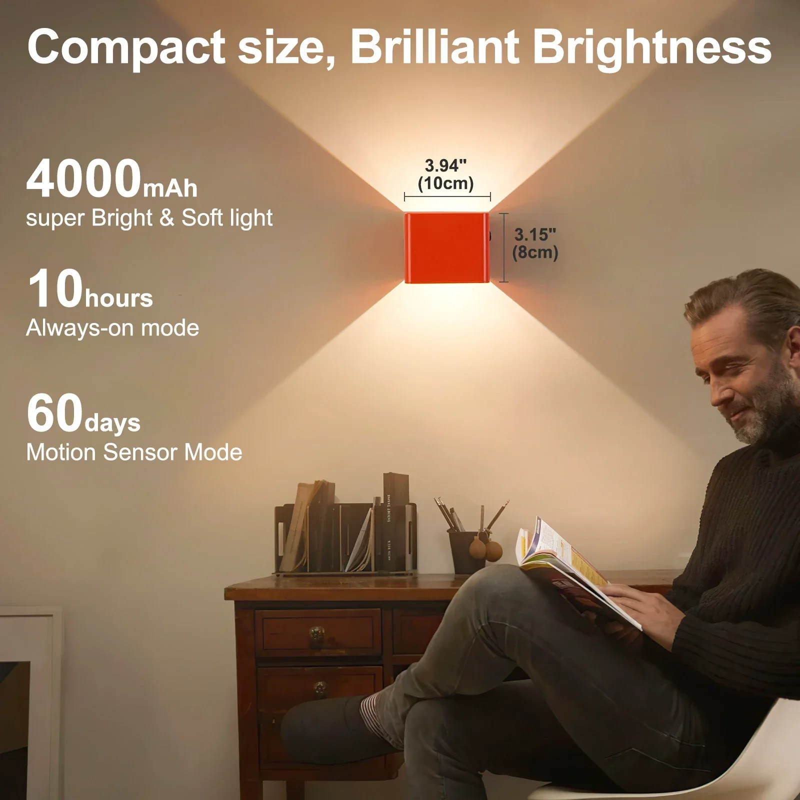 Battery Operated LED Wall Light Motion Sensor Remote Rechargeable Bedroom - Image 2