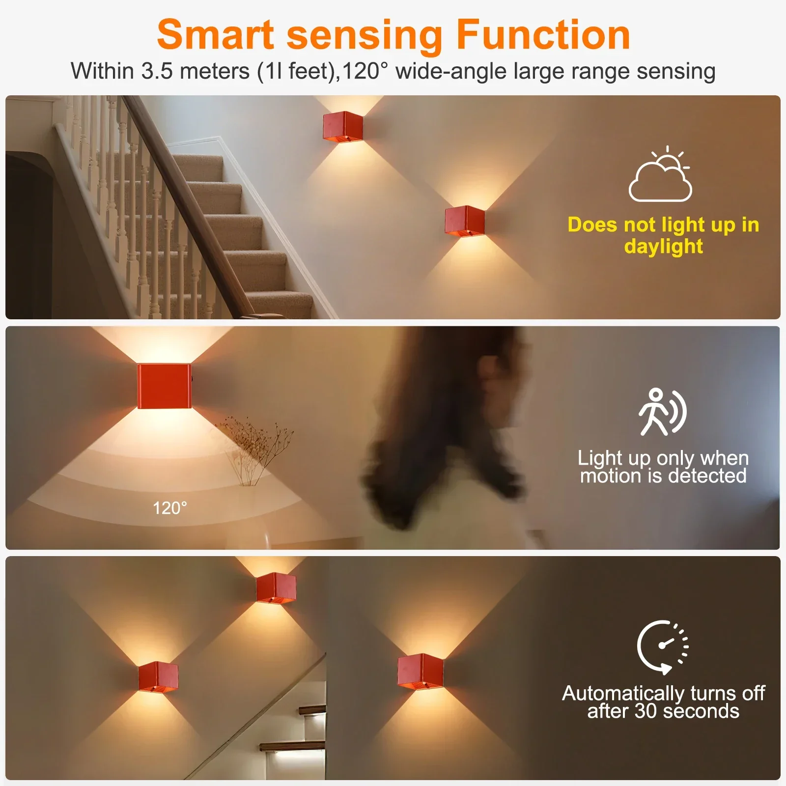 Battery Operated LED Wall Light Motion Sensor Remote Rechargeable Bedroom - Image 4