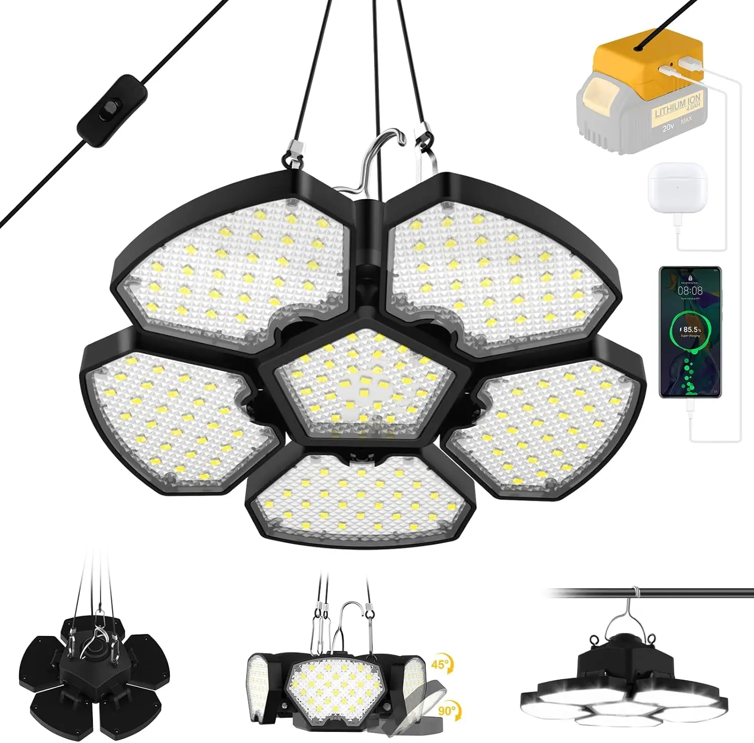 Battery Operated LED Work Light 20V Outdoor Camping Garage Emergency Floodlight - Image 7