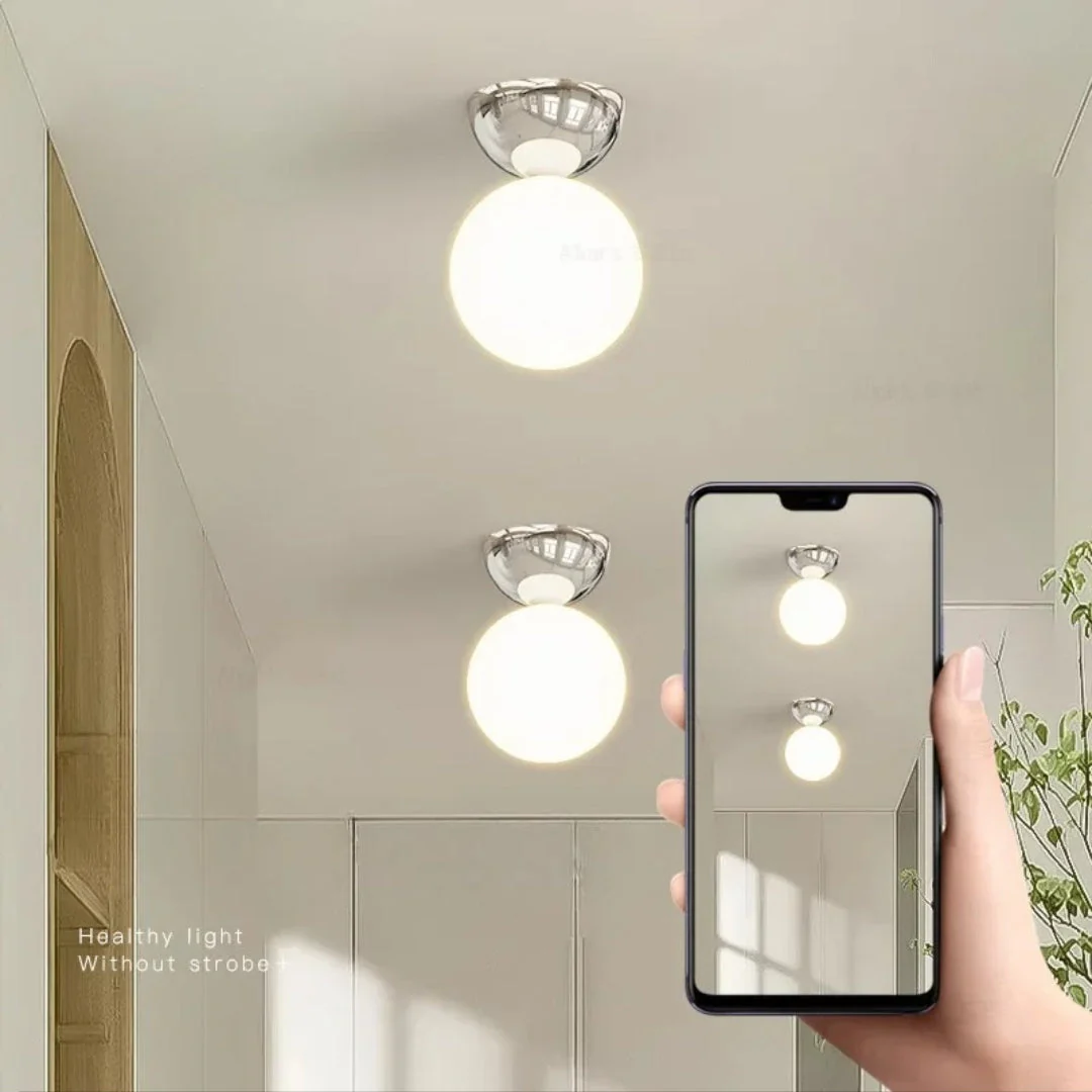 Bauhaus Dome Ceiling Light Cream Flush Mount Lamp for Hallway Balcony Entryway - Image 2