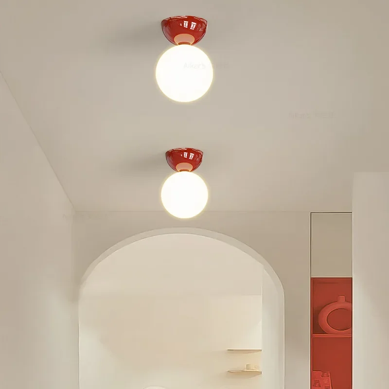 Bauhaus Dome Ceiling Light Cream Flush Mount Lamp for Hallway Balcony Entryway - Image 3
