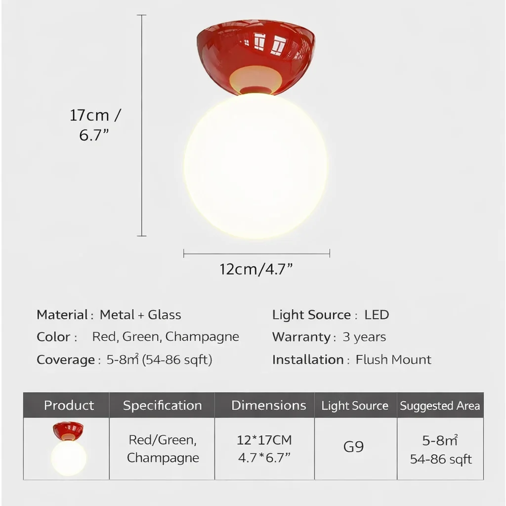 Bauhaus Dome Ceiling Light Cream Flush Mount Lamp for Hallway Balcony Entryway - Image 5