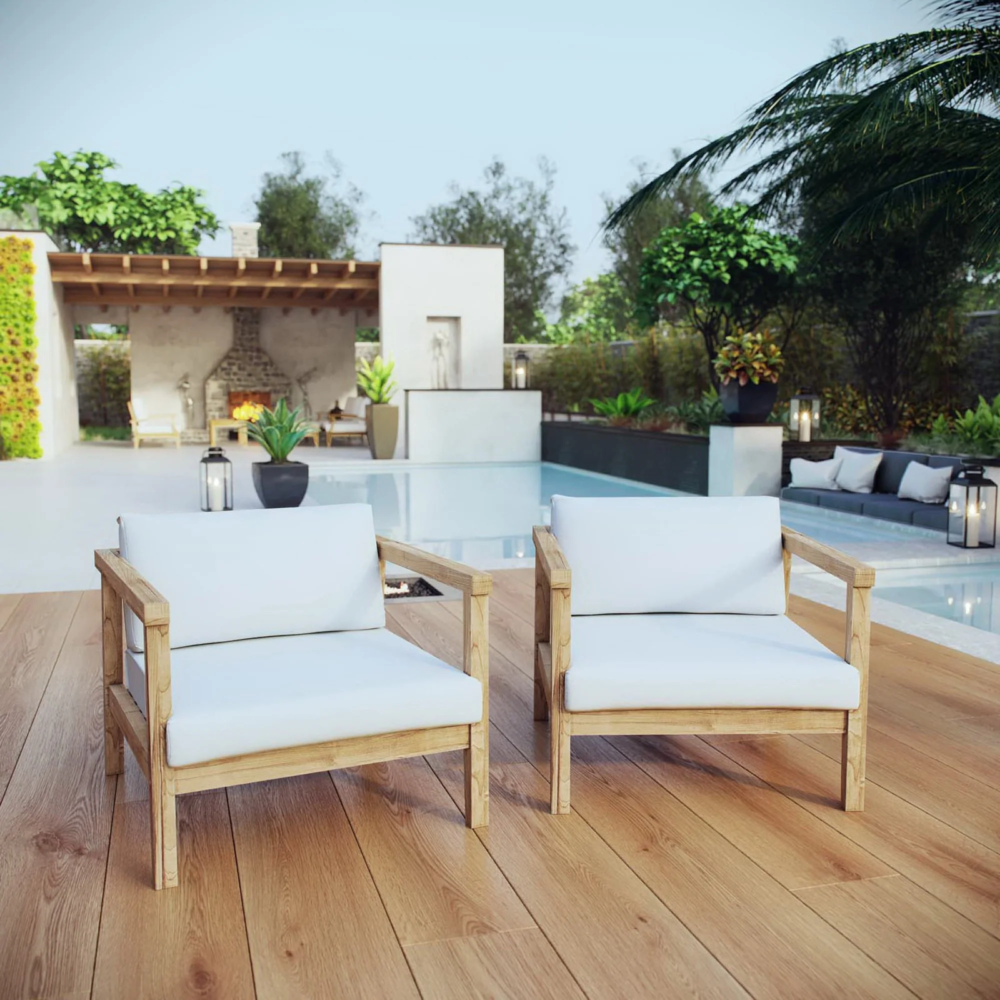 Bayport 2 Piece Outdoor Patio Teak Set by Modway - Image 5