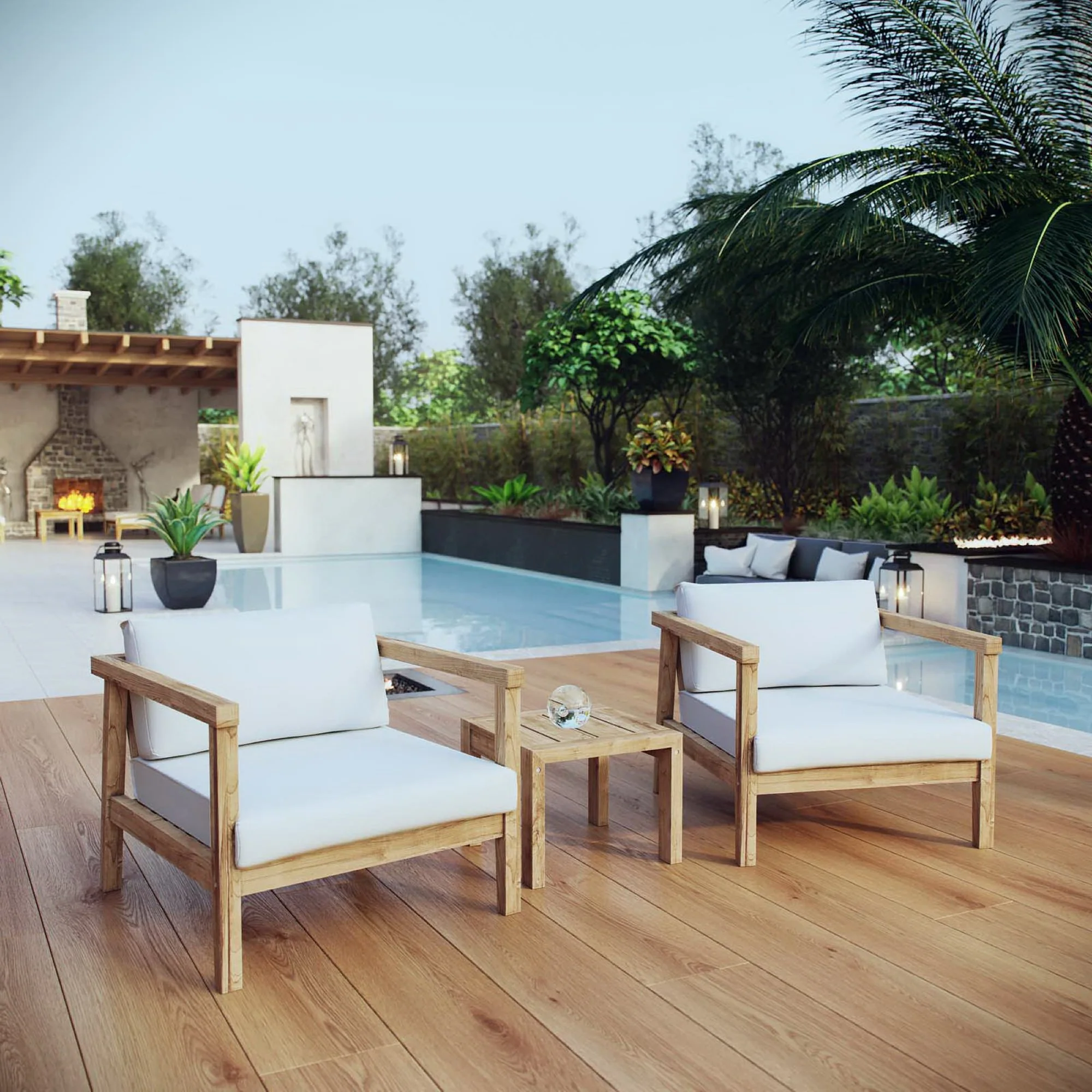 Bayport 3 Piece Outdoor Patio Teak Set by Modway - Image 7