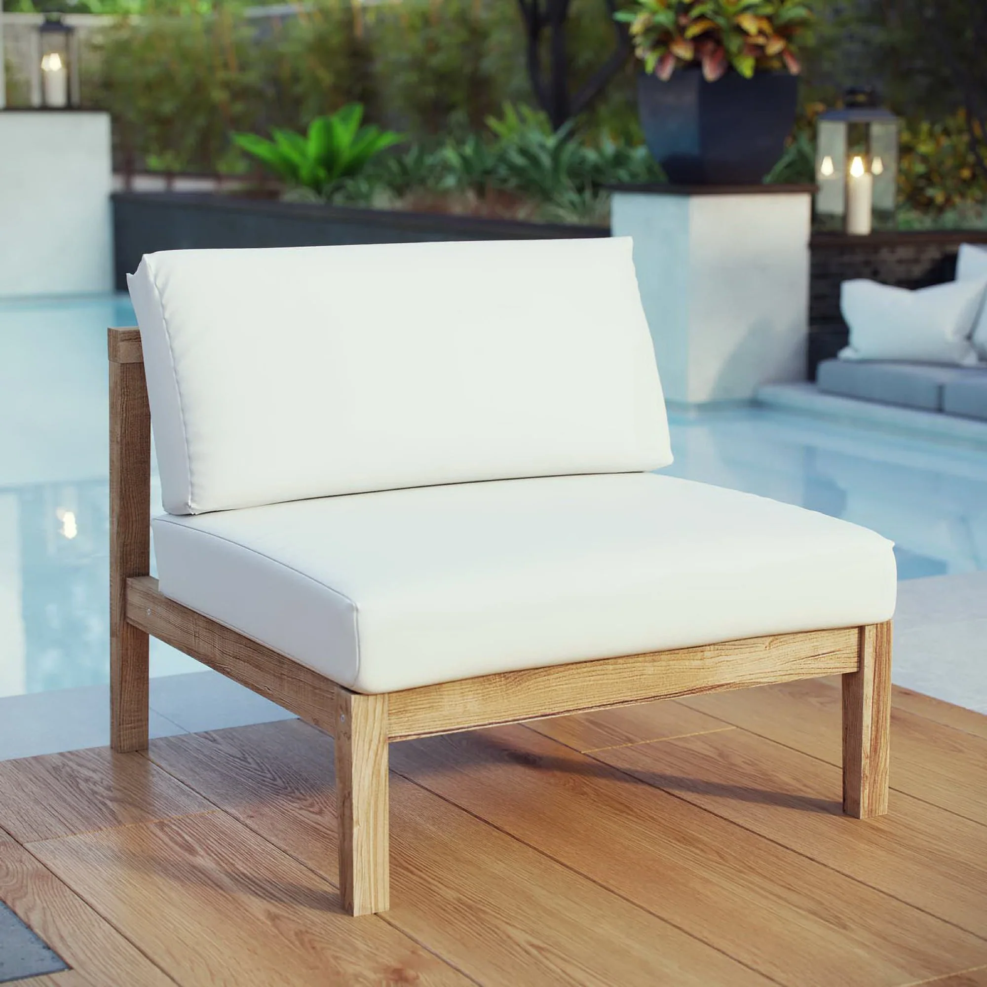 Bayport Outdoor Patio Teak Armless Chair by Modway - Image 5