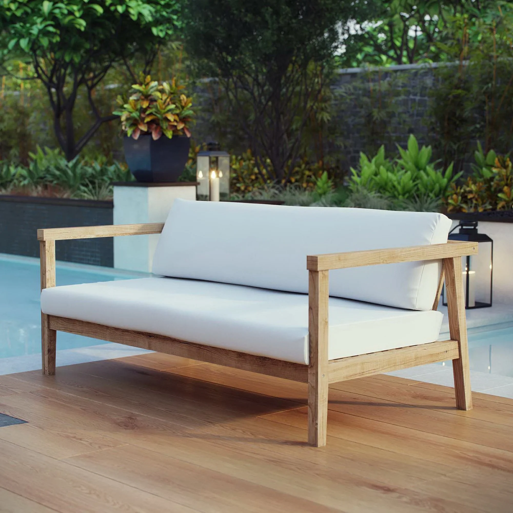 Bayport Outdoor Patio Teak Sofa by Modway - Image 4