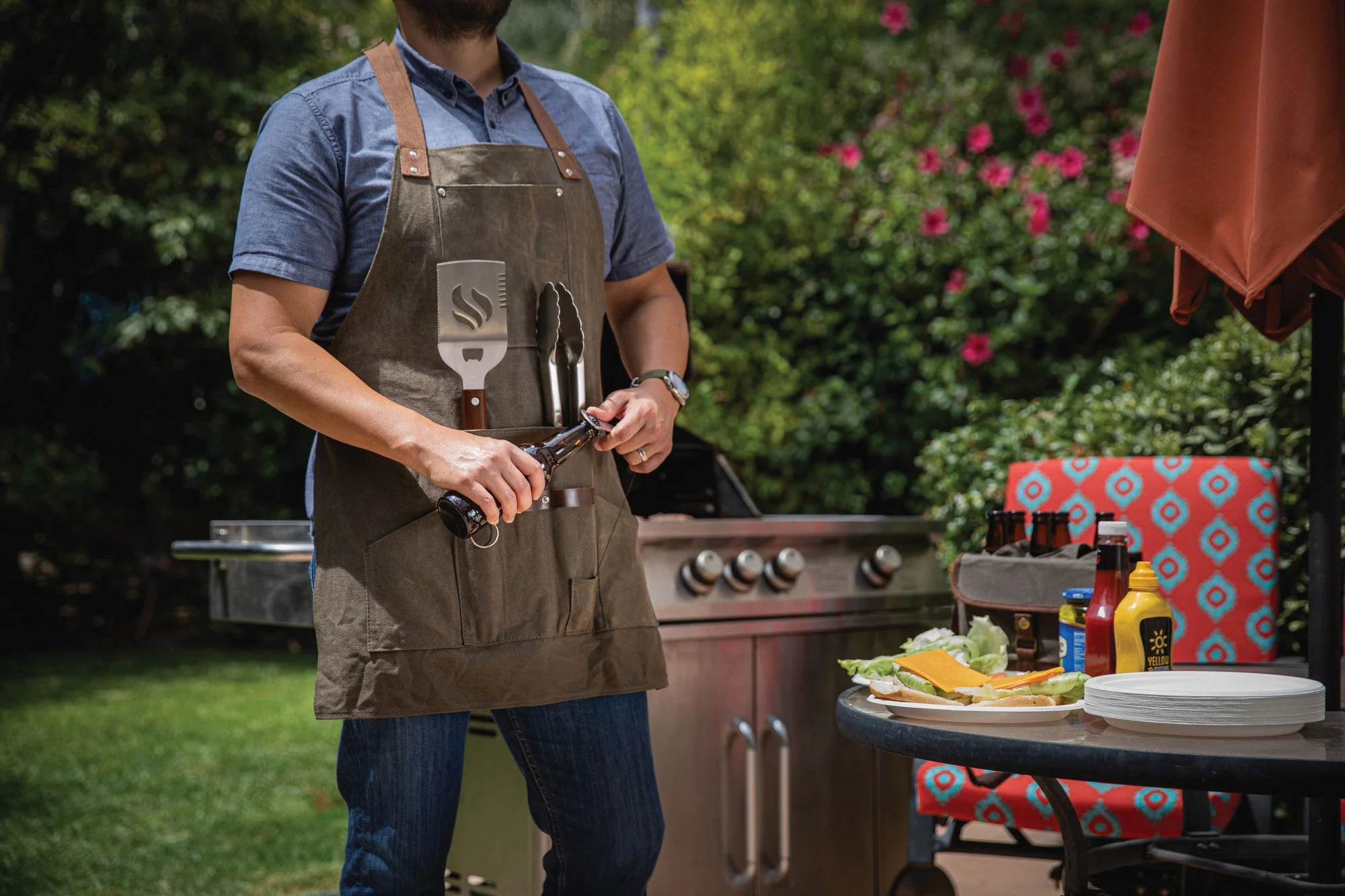 BBQ Apron with Tools & Bottle Opener - Image 4