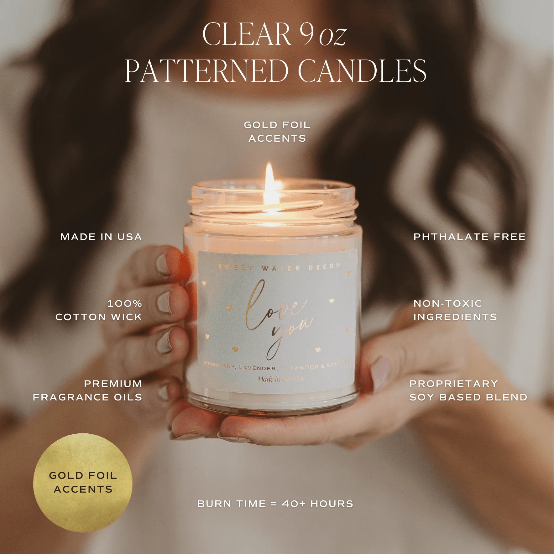 Be Still and Know Soy Candle - Clear Patterned Jar - 9 oz - Image 4