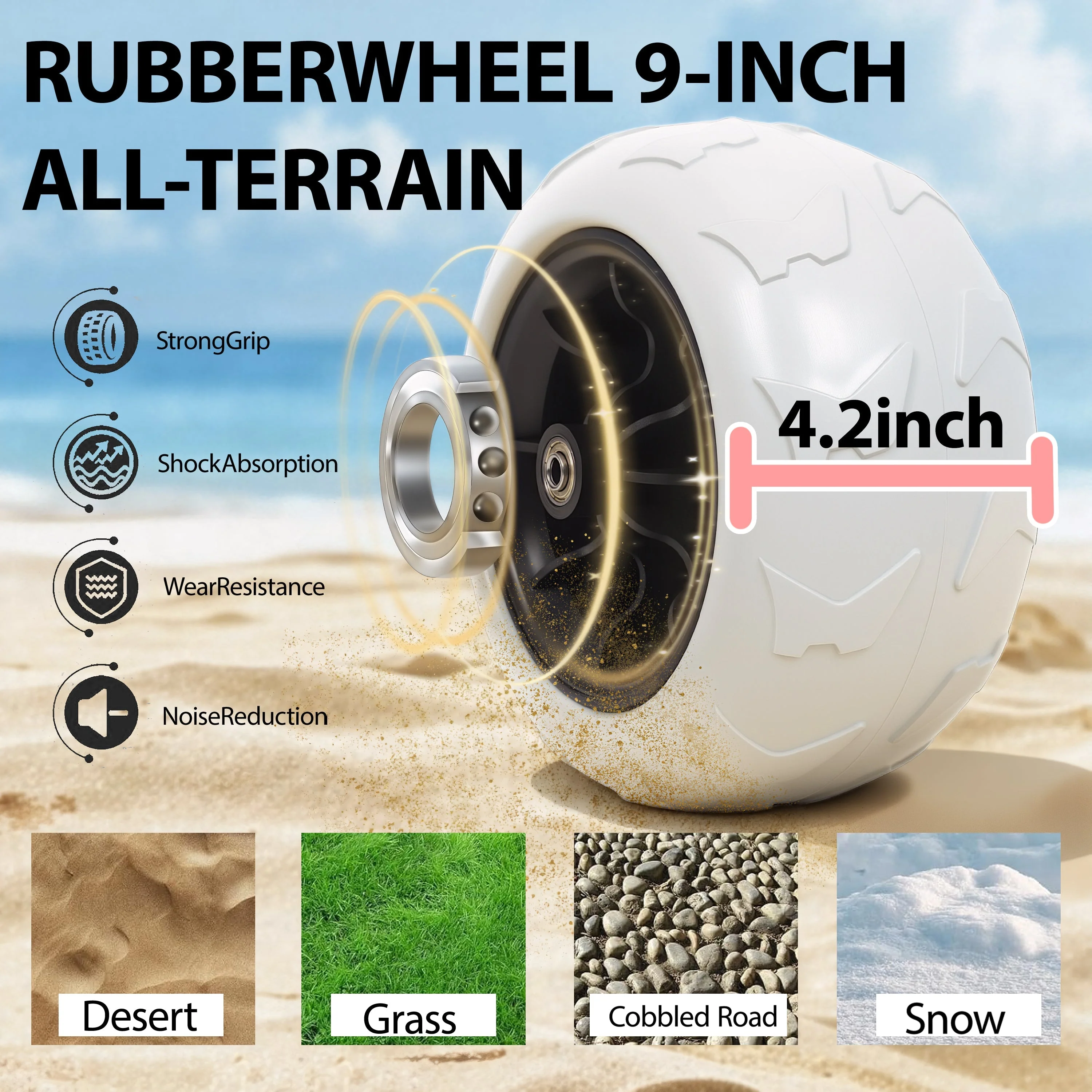 Beach Wagon with Big Wheels for Sand 500lbs Capacity - Image 5