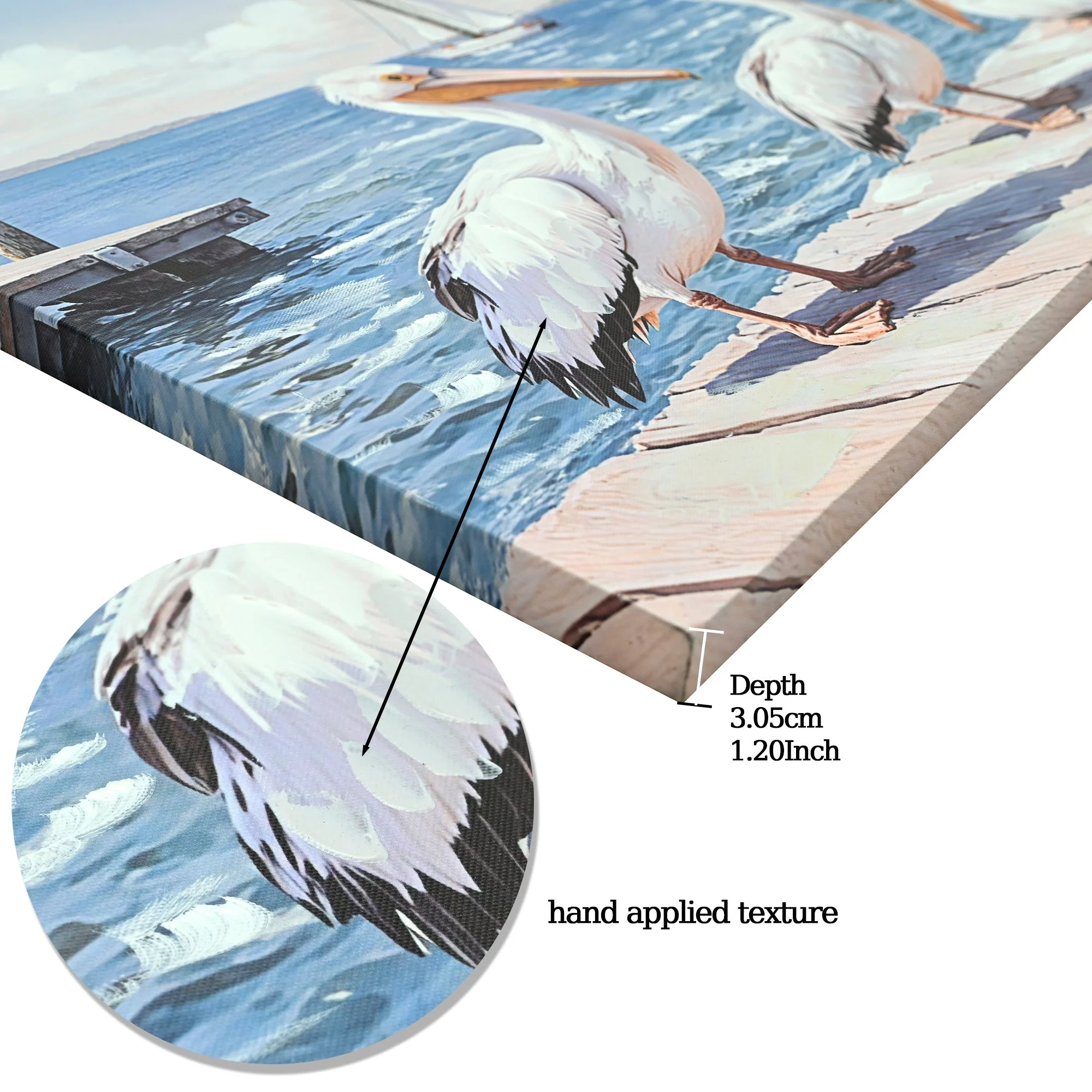 Beach Wall Art - Large Blue Ocean Seagull Canvas Pictures for Living Room Aesthetic Beach Birds Painting Prints Modern Coastal Seascape Artwork Wall Art for Bedroom Decoration 20' X 44' - Image 4