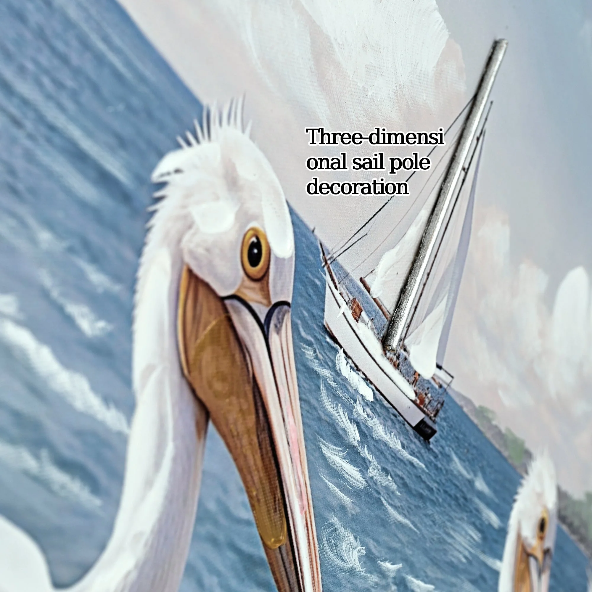 Beach Wall Art - Large Blue Ocean Seagull Canvas Pictures for Living Room Aesthetic Beach Birds Painting Prints Modern Coastal Seascape Artwork Wall Art for Bedroom Decoration 20' X 44' - Image 5