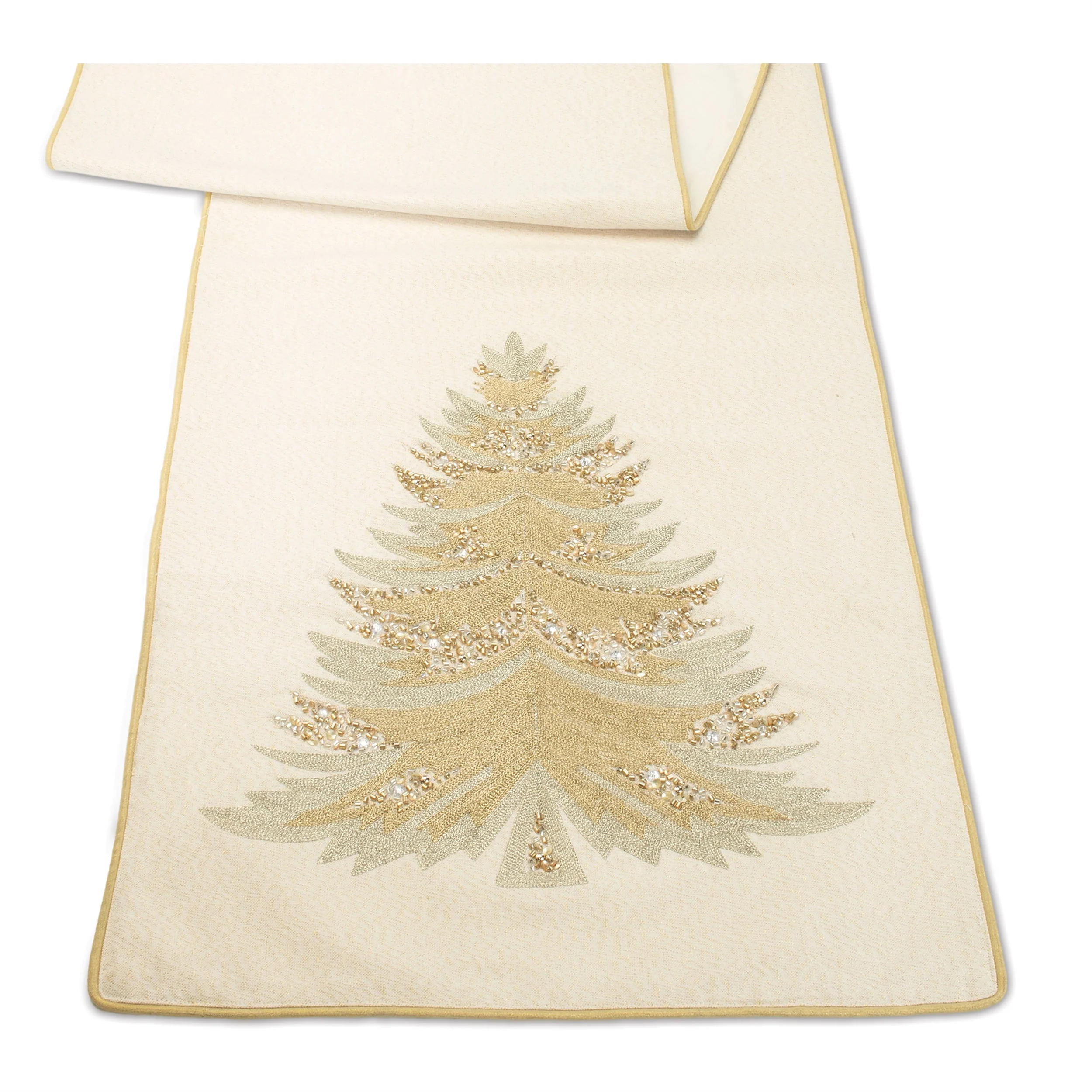 Bead Embroidered Pine Tree Table Runner 72"L - Image 3