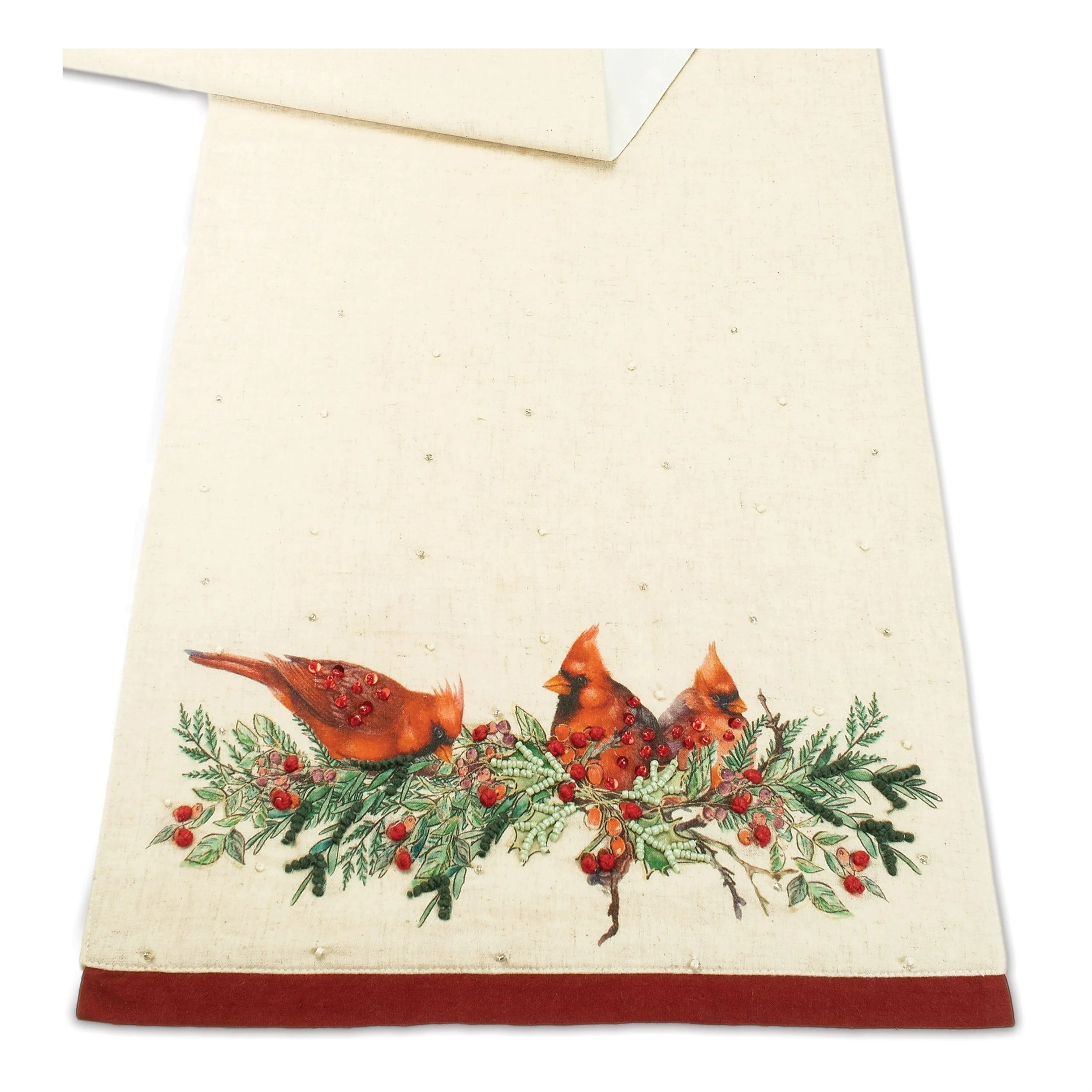Beaded Cardinal Bird Table Runner 72"L - Image 2