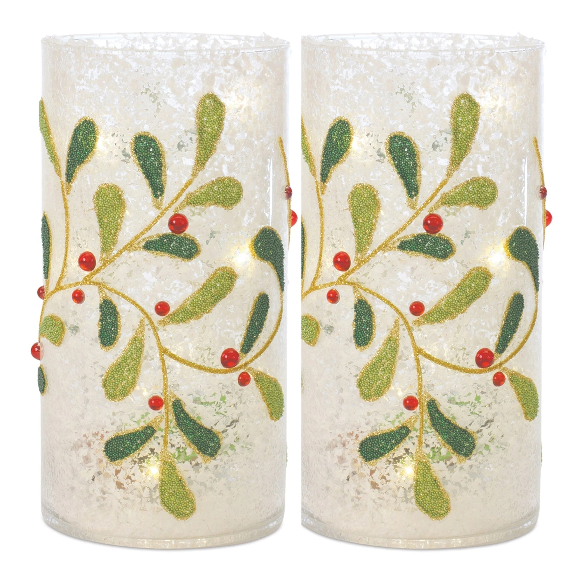 Beaded Glass Mistletoe Candle Holder (Set of 2) - Image 2