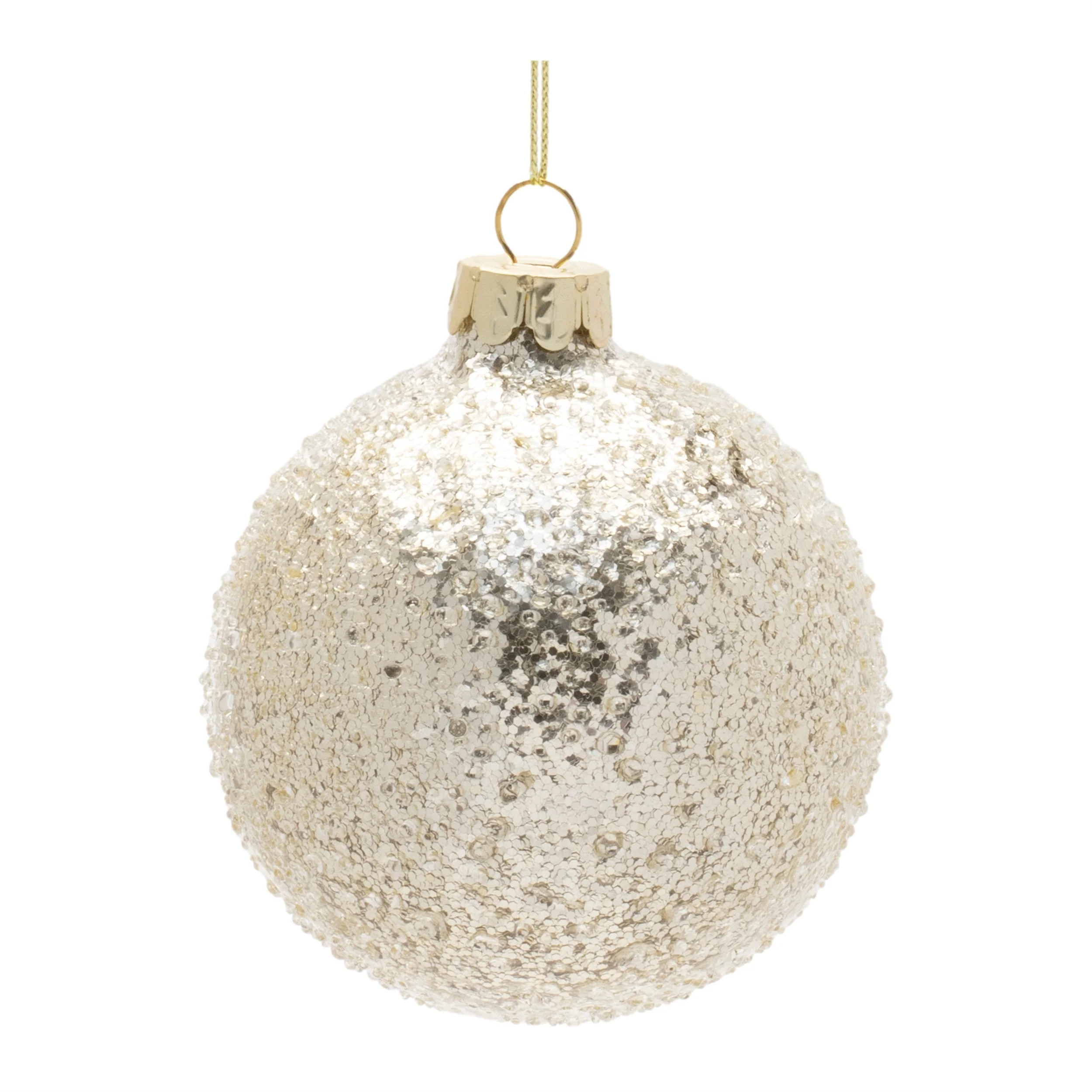 Beaded Glass Ball and Onion Christmas Ornaments - 3.5" - Silver and Gold - 12ct - Image 3