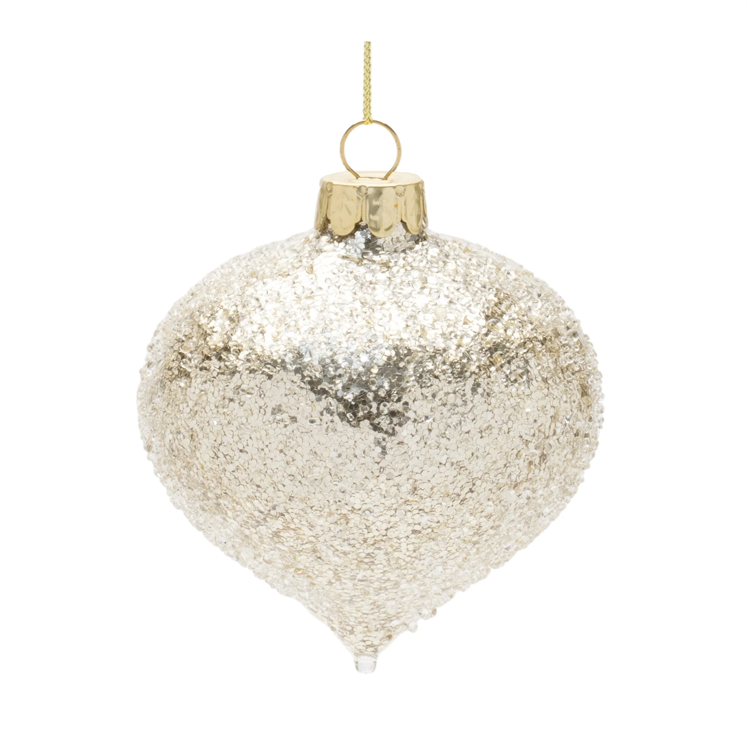 Beaded Glass Ball and Onion Christmas Ornaments - 3.5" - Silver and Gold - 12ct - Image 4