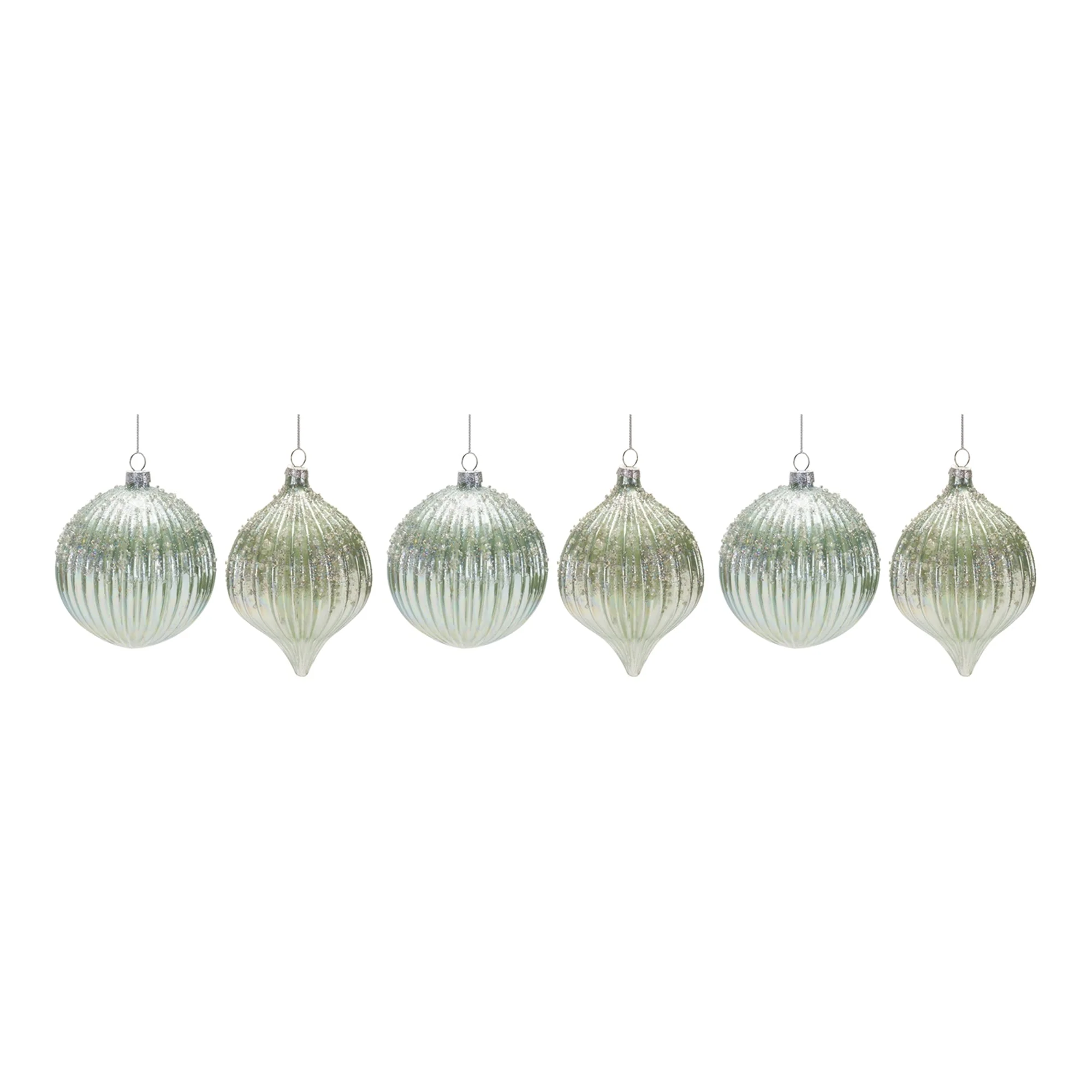 Beaded Irredescent Glass Ornament (Set of 6) - Image 3