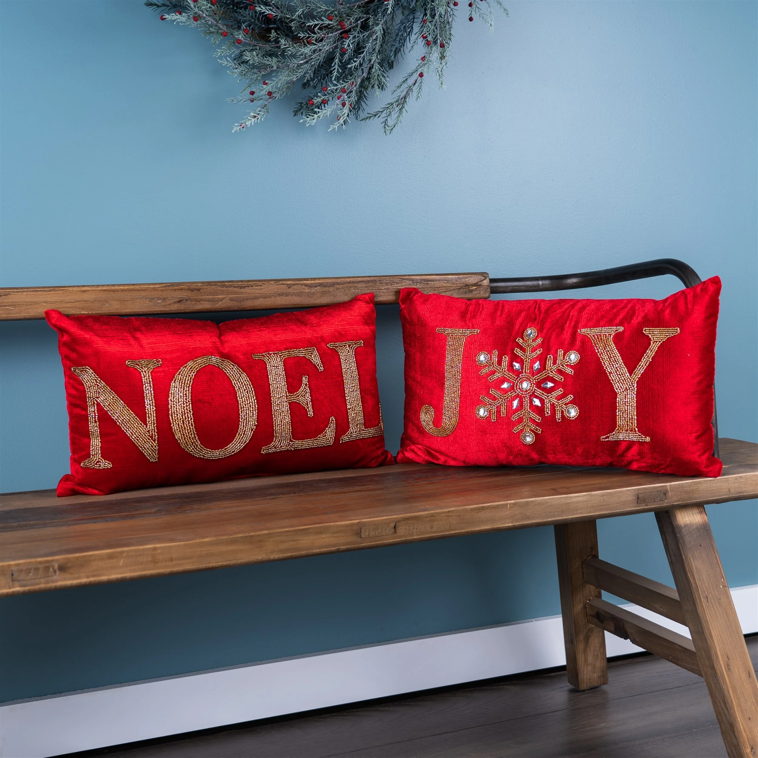 Beaded Joy and Noel Holiday Pillow (Set of 2) - Image 4