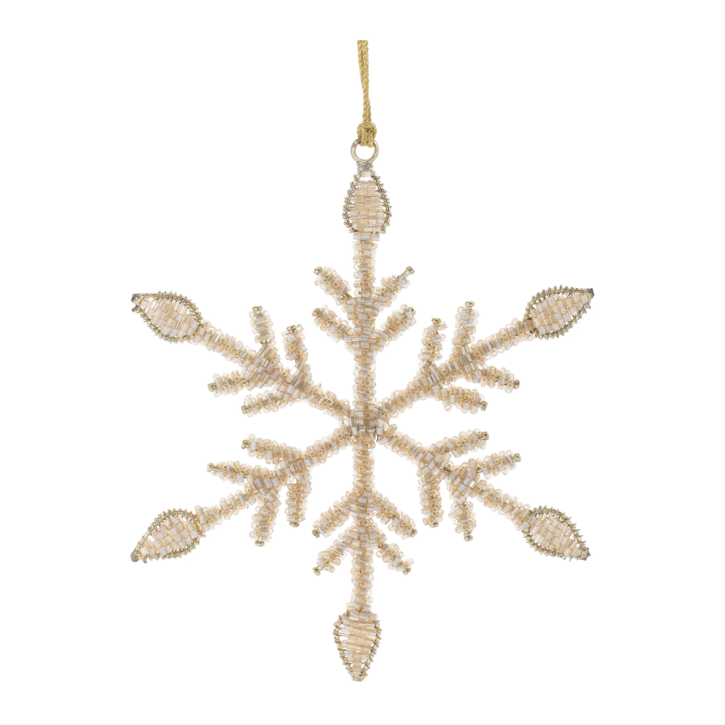 Beaded Metal Snowflake Ornament (Set of 12)