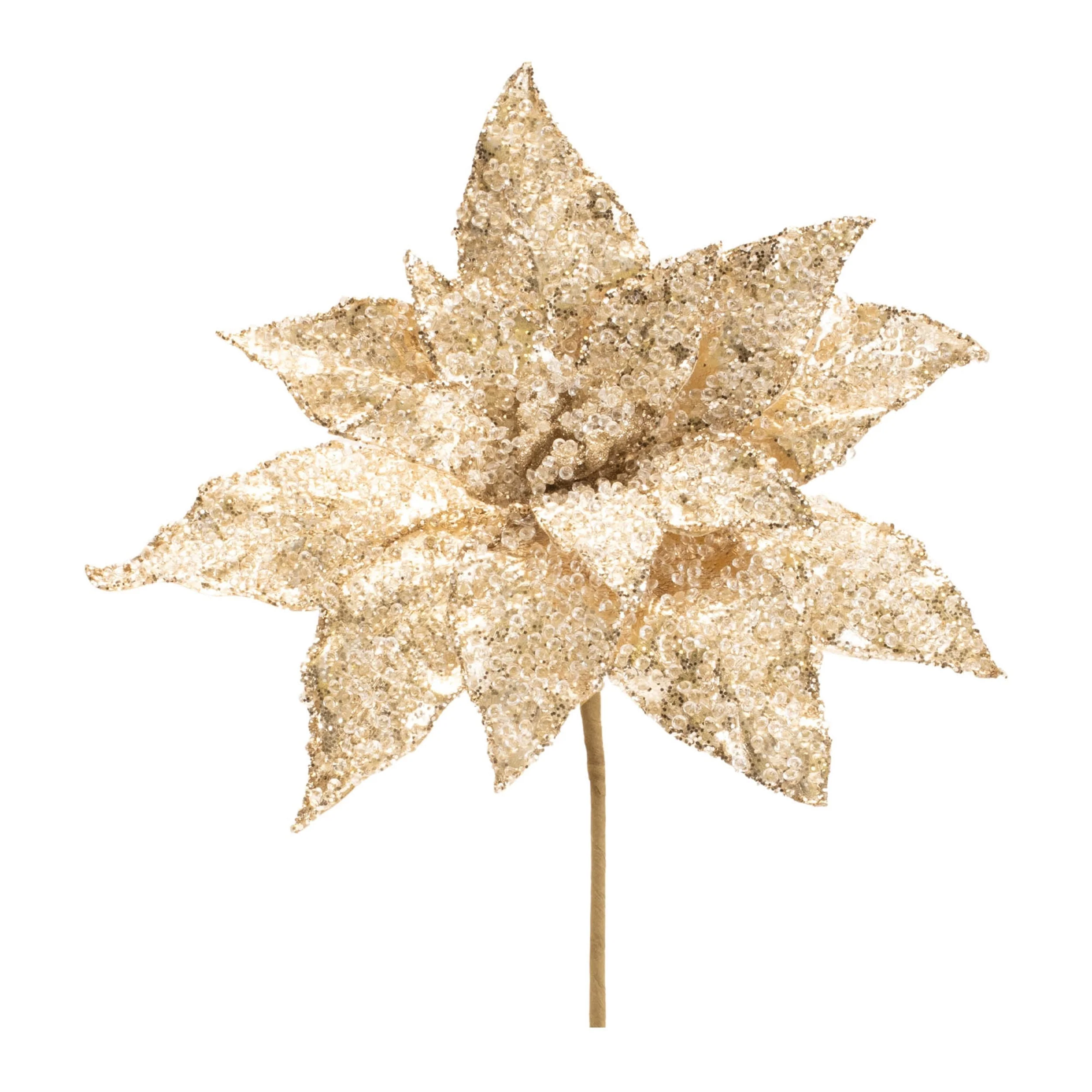 Beaded Poinsettia Flower Stem (Set of 6) - Image 3