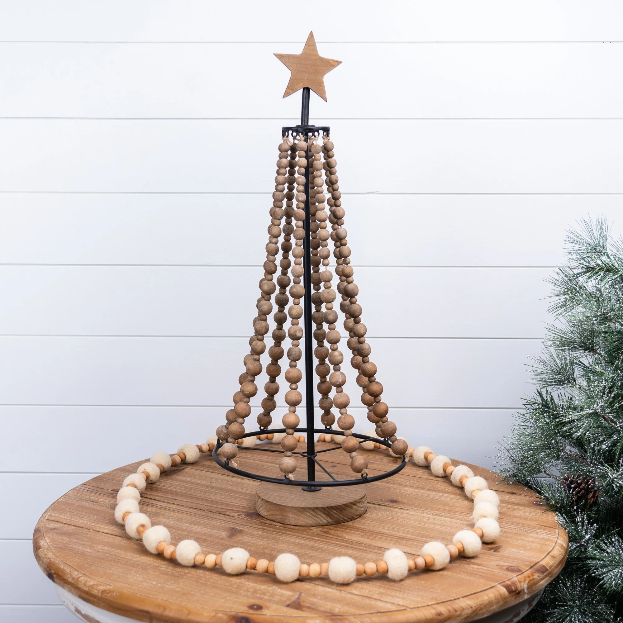 Beaded Wood Holiday Tree 25"H - Image 2