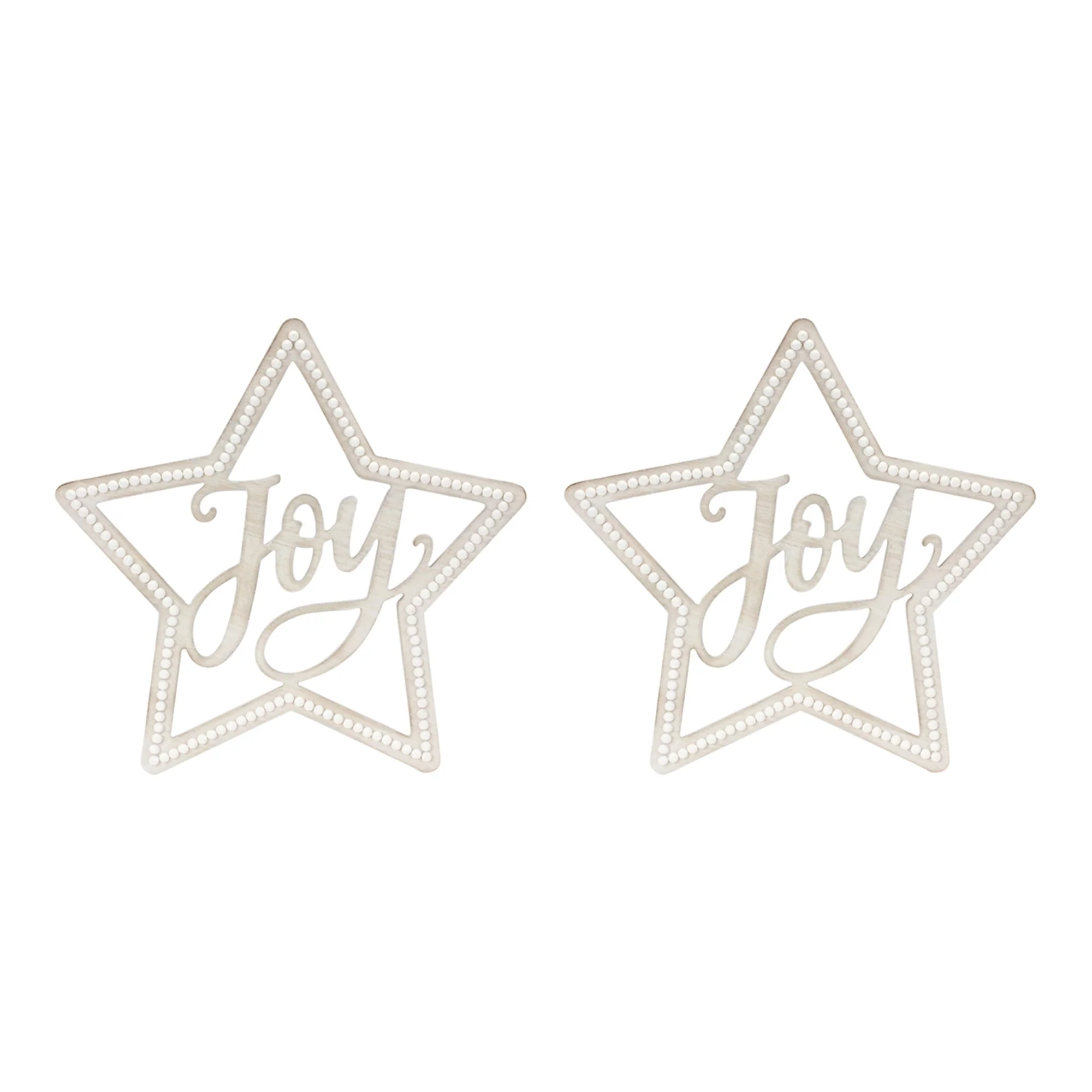 Beaded Wood Star with Joy Sentiment (Set of 2) - Image 2