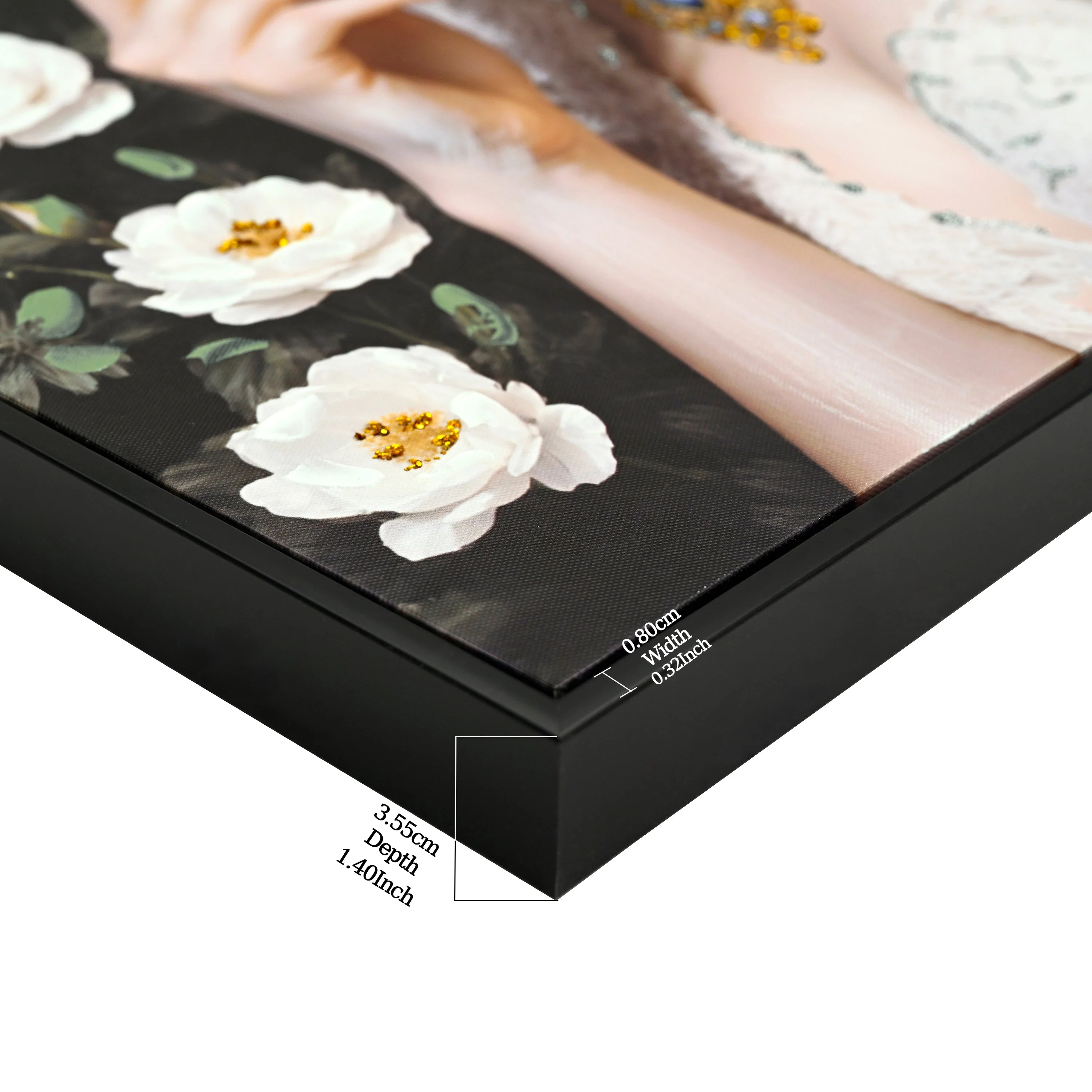 Beauty Lady Wall Art Gold and White Floral Canvas 24x36 Inch - Image 5