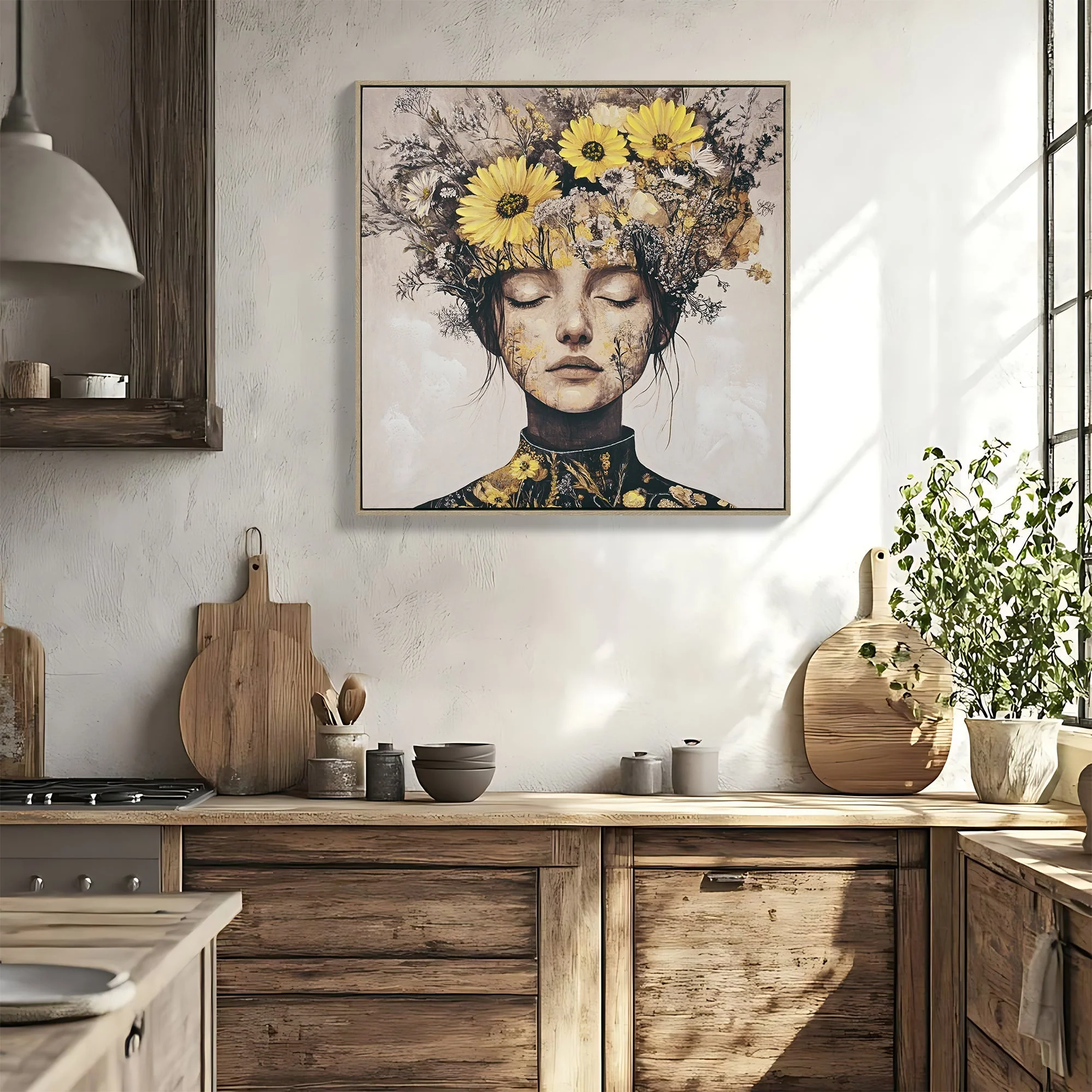 Beauty Posters Beauty lady Wall Art Gold and White Floral Canvas Artwork for Living Room Modern Photo Prints for Home 24x24 Inch Bedroom Pictures Wall Decor - Image 2
