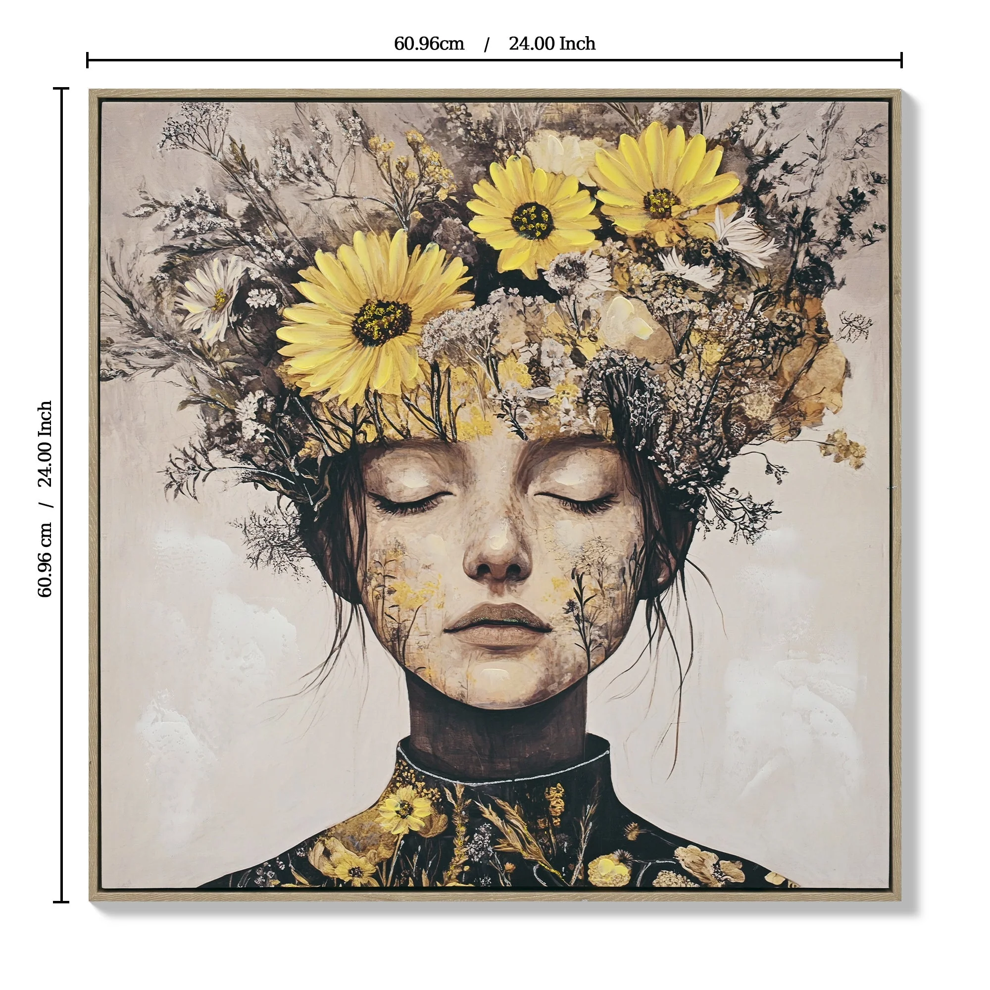 Beauty Posters Beauty lady Wall Art Gold and White Floral Canvas Artwork for Living Room Modern Photo Prints for Home 24x24 Inch Bedroom Pictures Wall Decor - Image 3