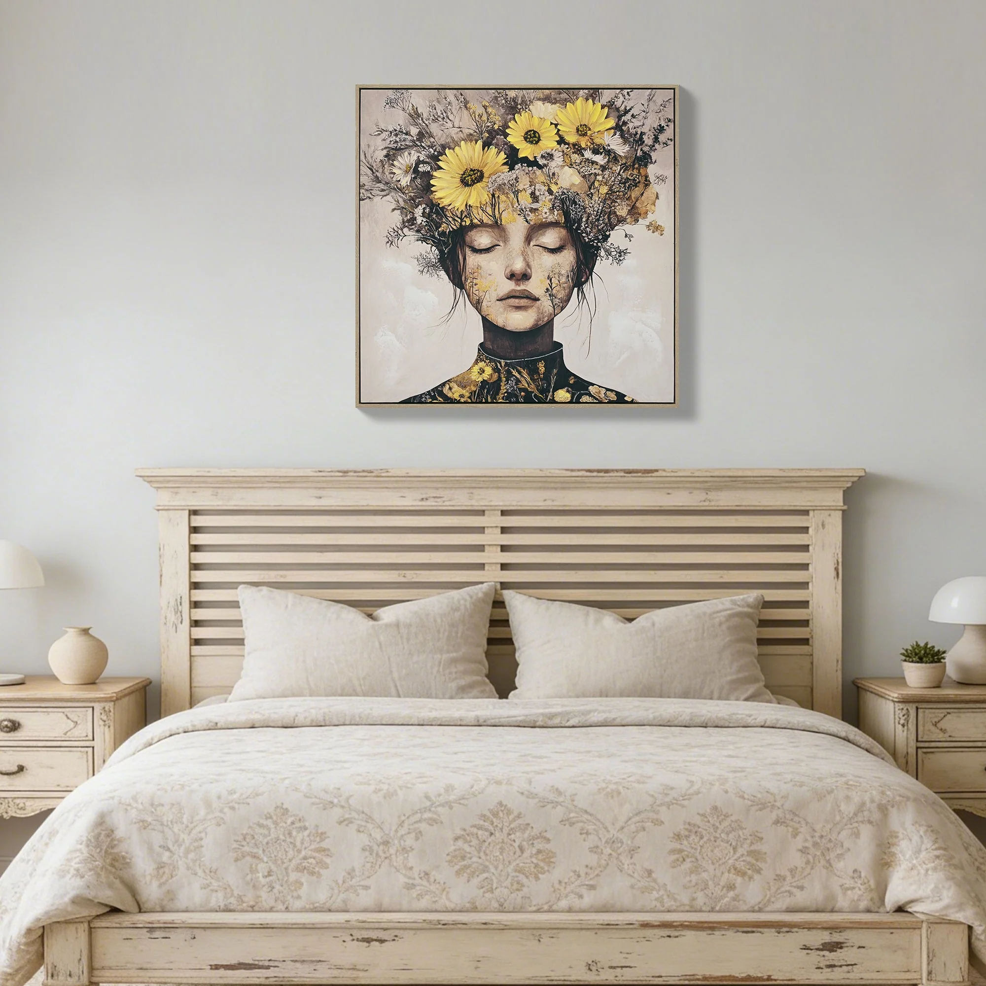 Beauty Posters Beauty lady Wall Art Gold and White Floral Canvas Artwork for Living Room Modern Photo Prints for Home 24x24 Inch Bedroom Pictures Wall Decor - Image 5