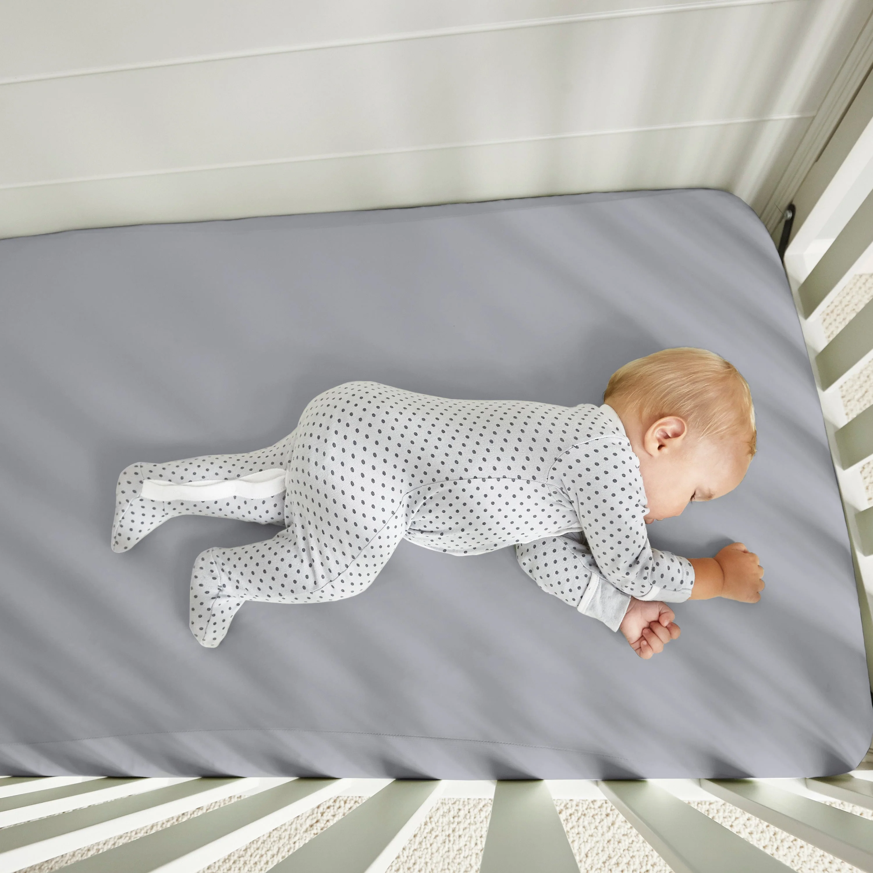 BedGear Dri-Tec Crib Sheet, Light Grey - Image 4