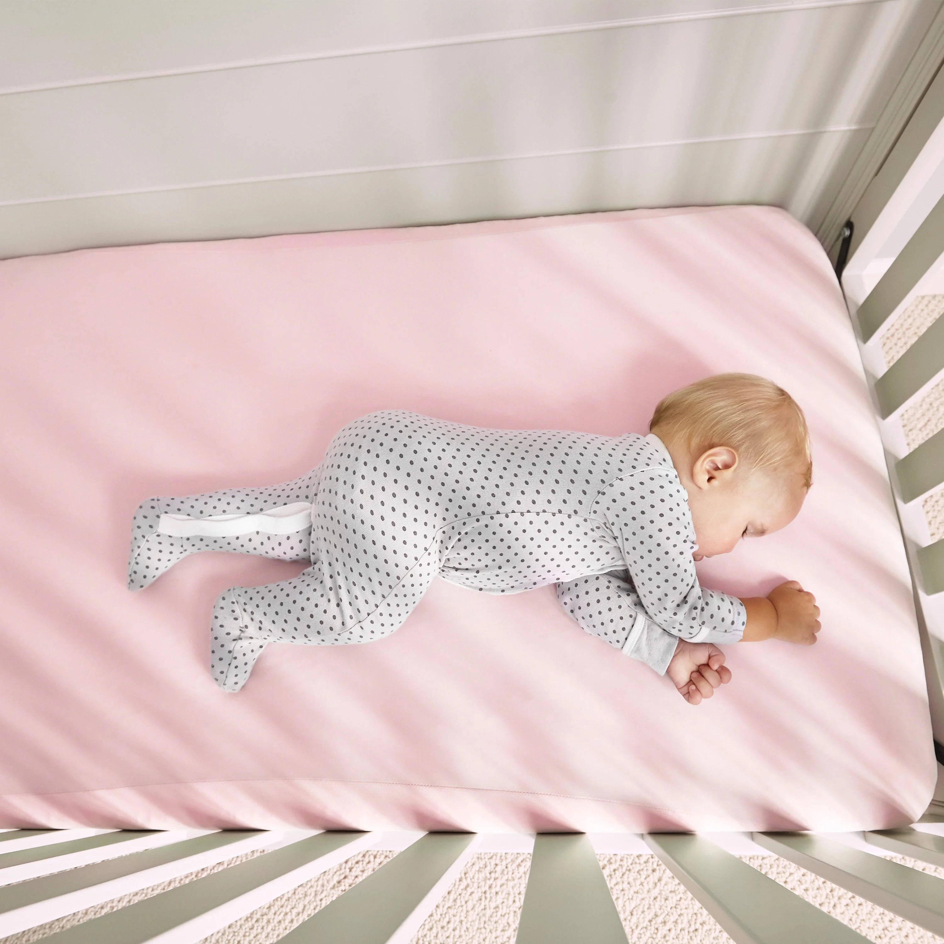 BedGear Hyper-Linen Crib Sheet, Light Pink - Image 2