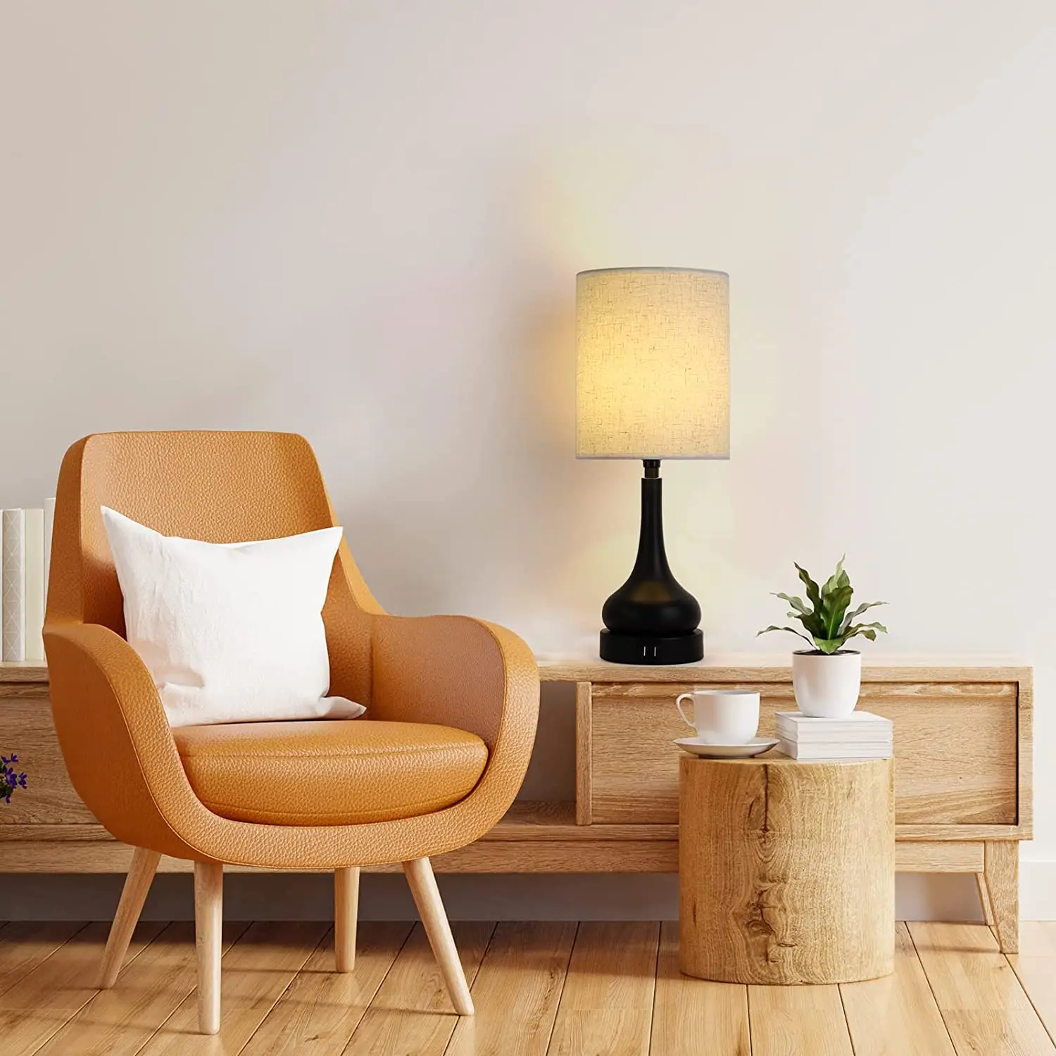 Bedside Table Lamp Set of 2 Touch Control Lamps with USB Charging for Bedroom - Image 5
