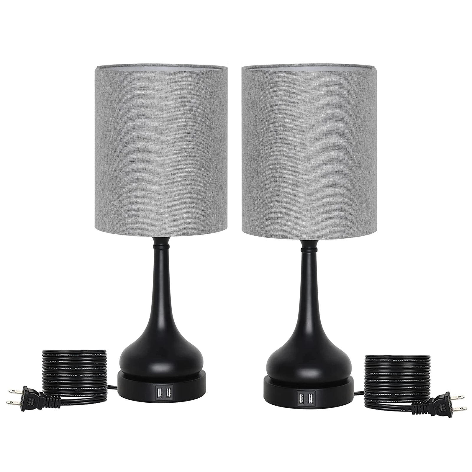 Bedside Table Lamp Set of 2 Touch Control Lamps with USB Charging for Bedroom - Image 8
