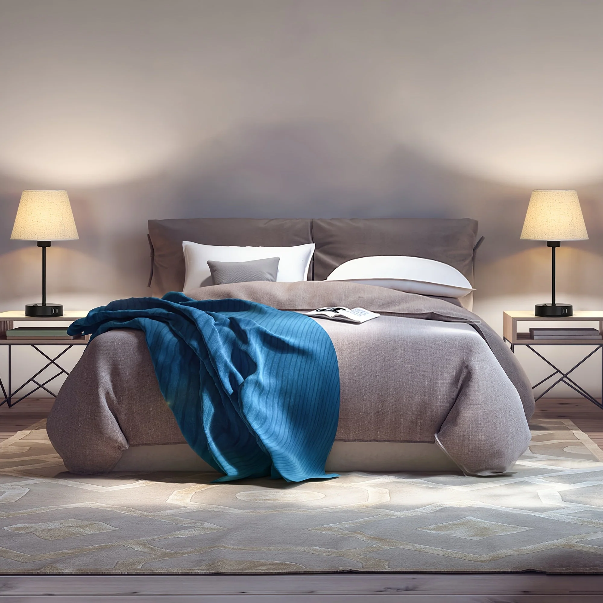 Bedside Table Lamps Set of 2 with USB Ports for Bedroom Nightstand Lighting - Image 10