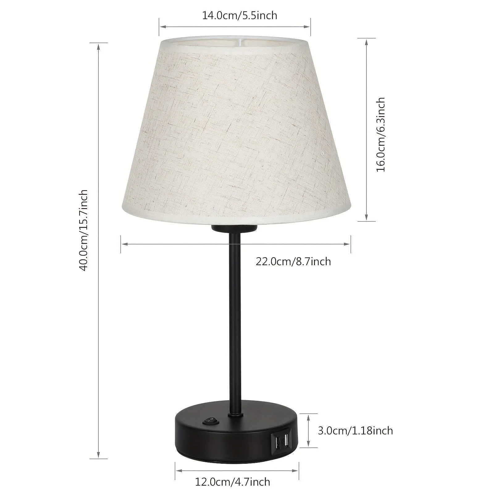 Bedside Table Lamps Set of 2 with USB Ports for Bedroom Nightstand Lighting - Image 2