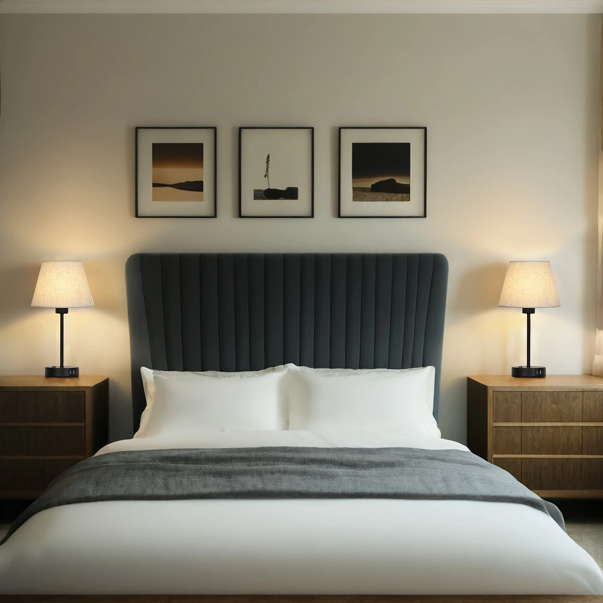 Bedside Table Lamps Set of 2 with USB Ports for Bedroom Nightstand Lighting - Image 8