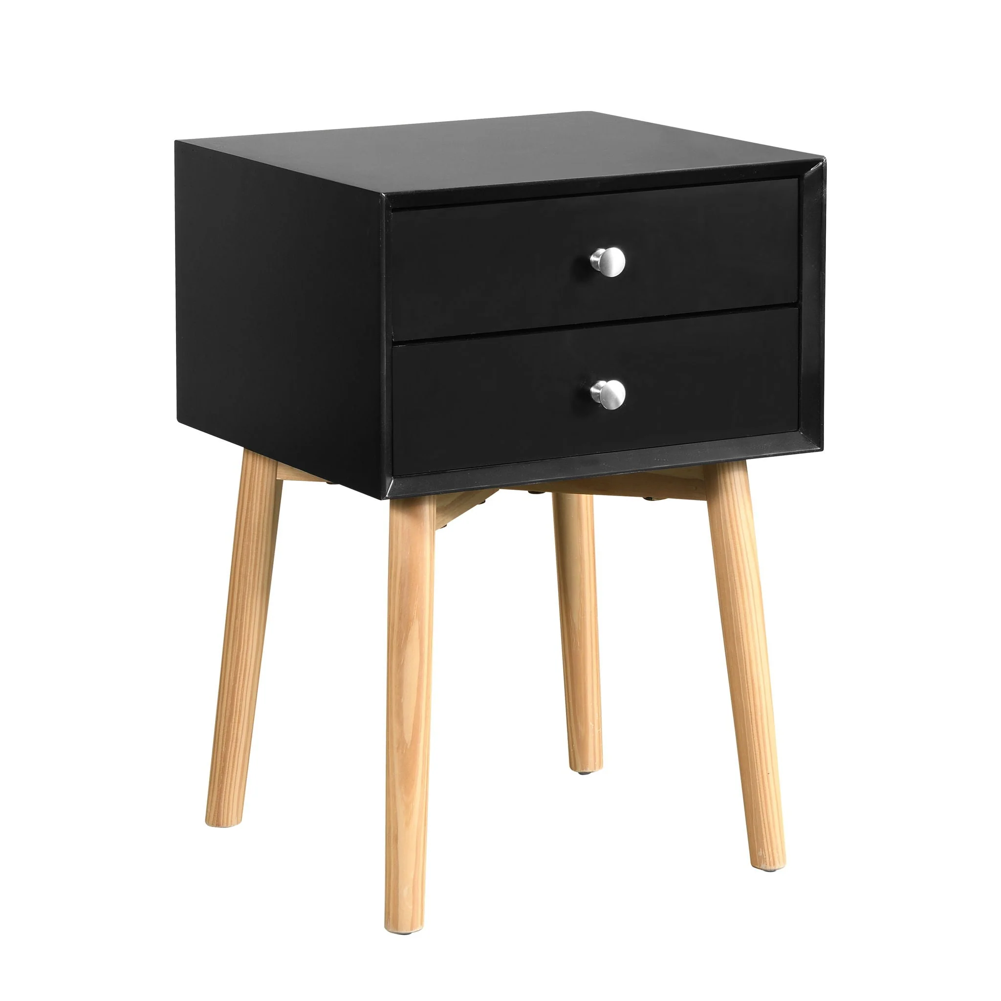 Bedside Table With 2 Drawers Mid-Century Modern Storage Cabinet For Bedroom - Image 10