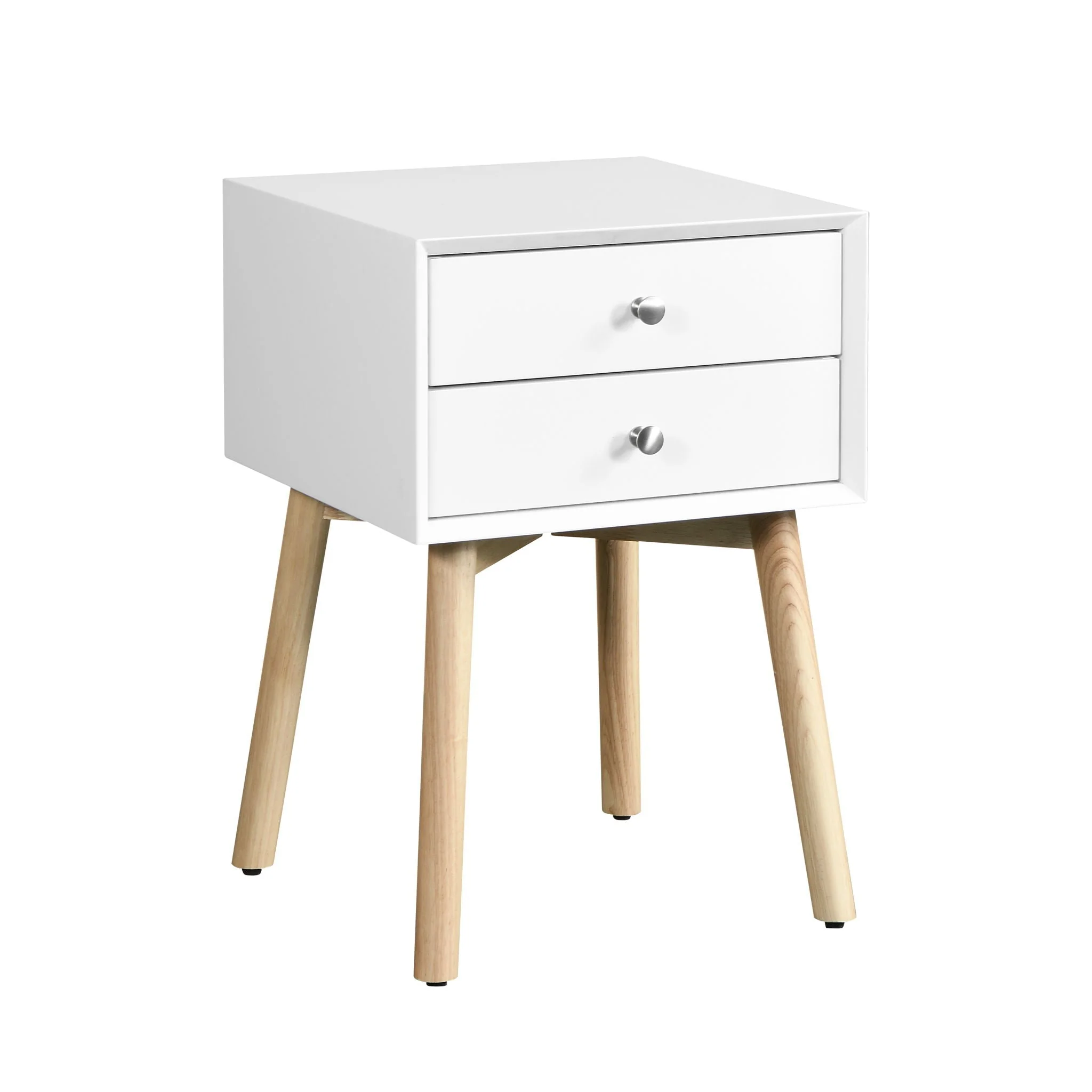 Bedside Table With 2 Drawers Mid-Century Modern Storage Cabinet For Bedroom - Image 11
