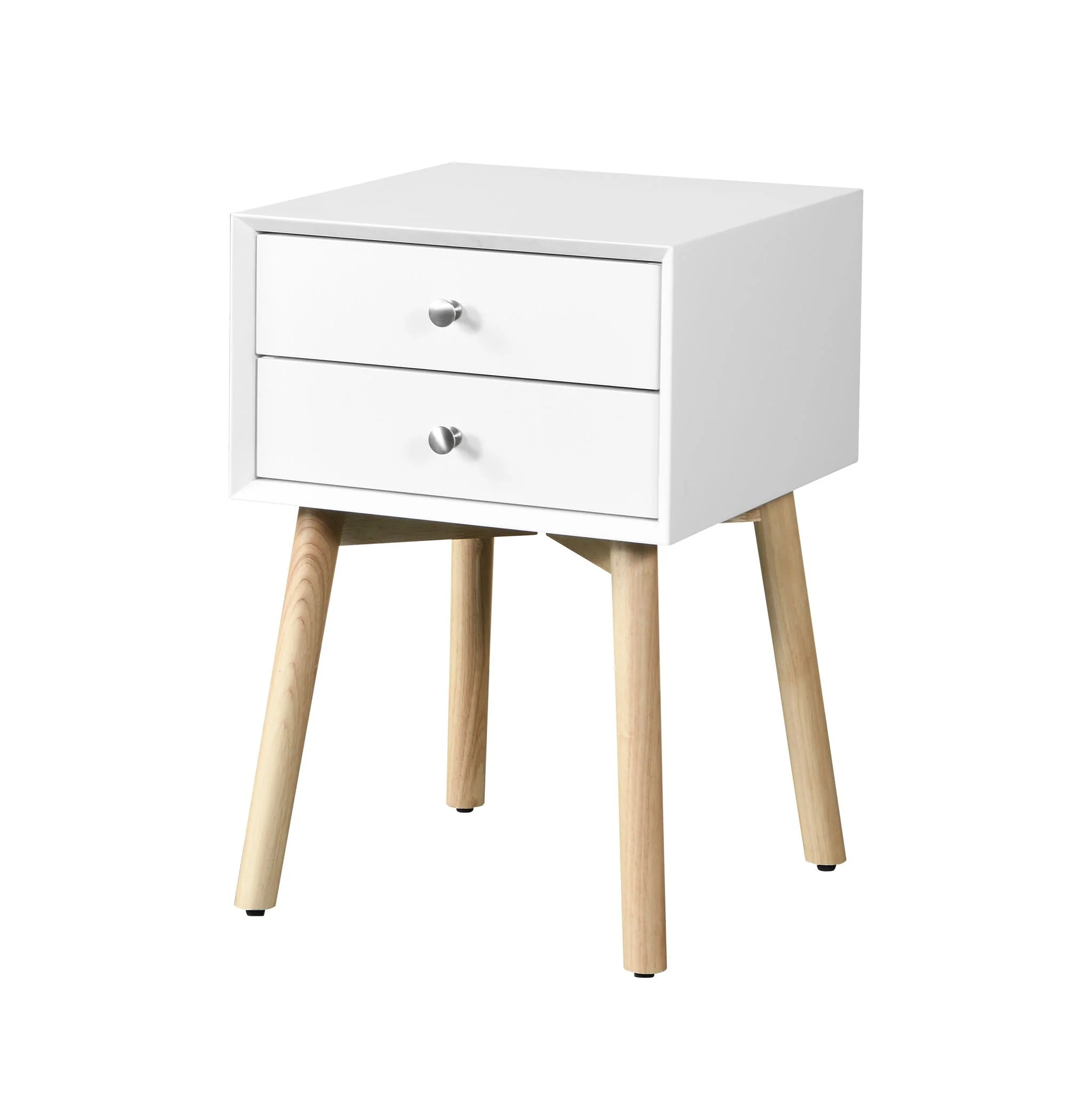 Bedside Table With 2 Drawers Mid-Century Modern Storage Cabinet For Bedroom - Image 12